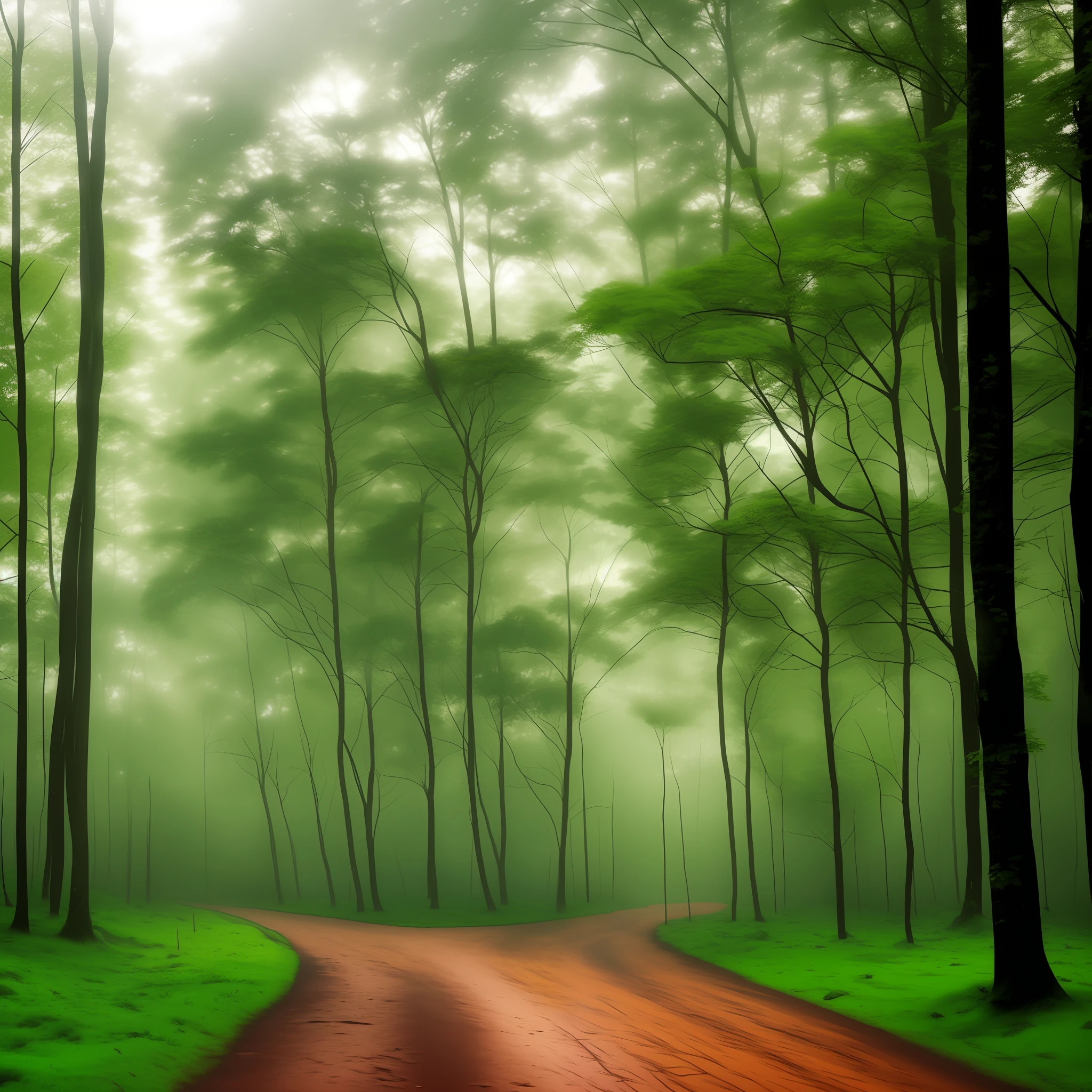 Forest heavy rain sun
