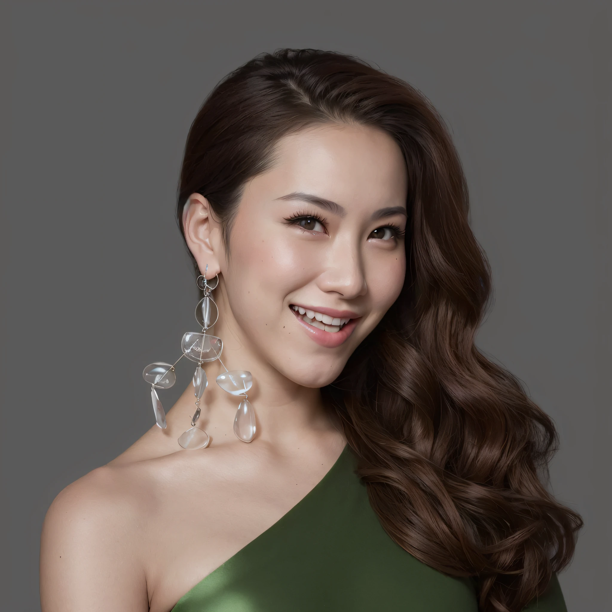 Araved woman in a green dress，With a smile on his face, ruan jia beautiful!, Inspired by Huang Ji, inspired by Zhang Yin, queen of the sea mu yanling, jewel, yanjun cheng, katherine lam, inspired by Zhang Shuqi, Yun Ling, Inspired by Lan Ying, Inspired by Li Tang, 38 years old, Lu Ji