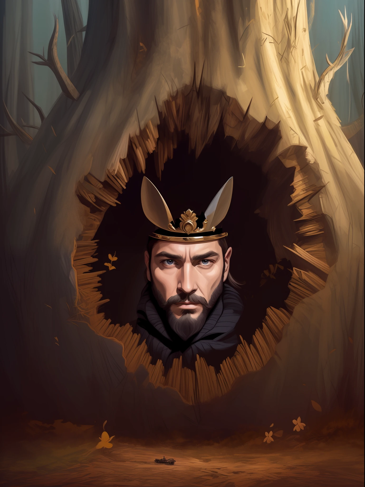 The king with a crown,petty eyes,Cold,big beard,Mean streak,opulent,terrifed