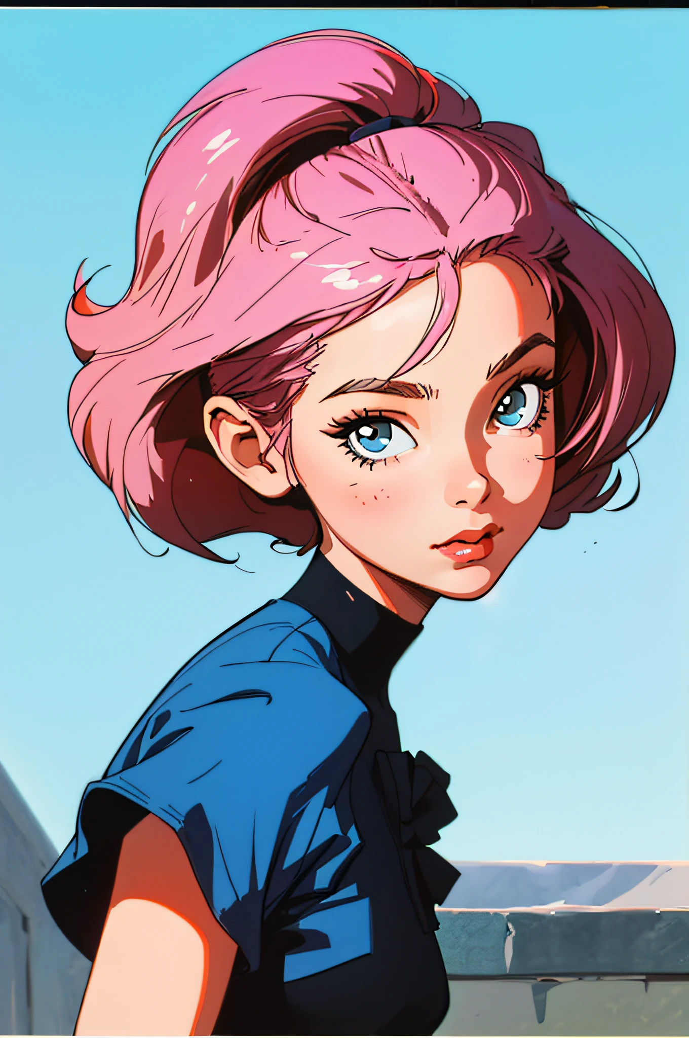 (best quality, masterpiece), 1girl, 1980s \(style\), looking at viewer, pinup \(style\), upper body,
