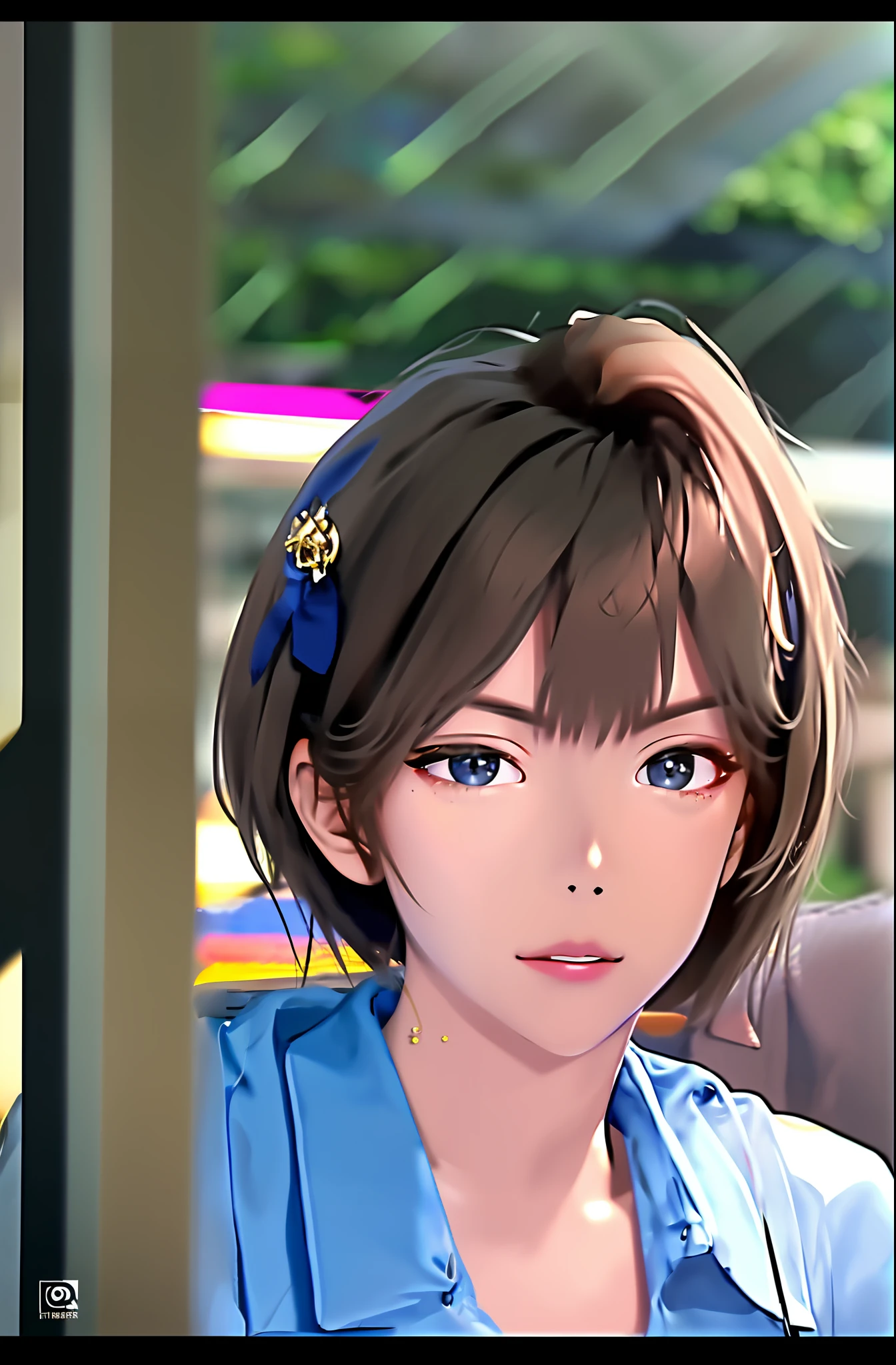 (Supermarket: 1), Afternoon, Doctor's Suit, Light Brown Fringed Short Hair, Light Brown Eyes, 1girl, Innocent, (Realism), (Fineness: 1.2), (Masterpiece: 1.3), (Best Quality: 1.4), (Ultra Resolution: 1.2), Ultra High Resolution, (Detailed Eyes), (Detailed Facial Features), HDR, 8K Resolution, (Lens Flare: 0.7), Turn Around, Busy with Inspection Report, Face Viwer, Drshe