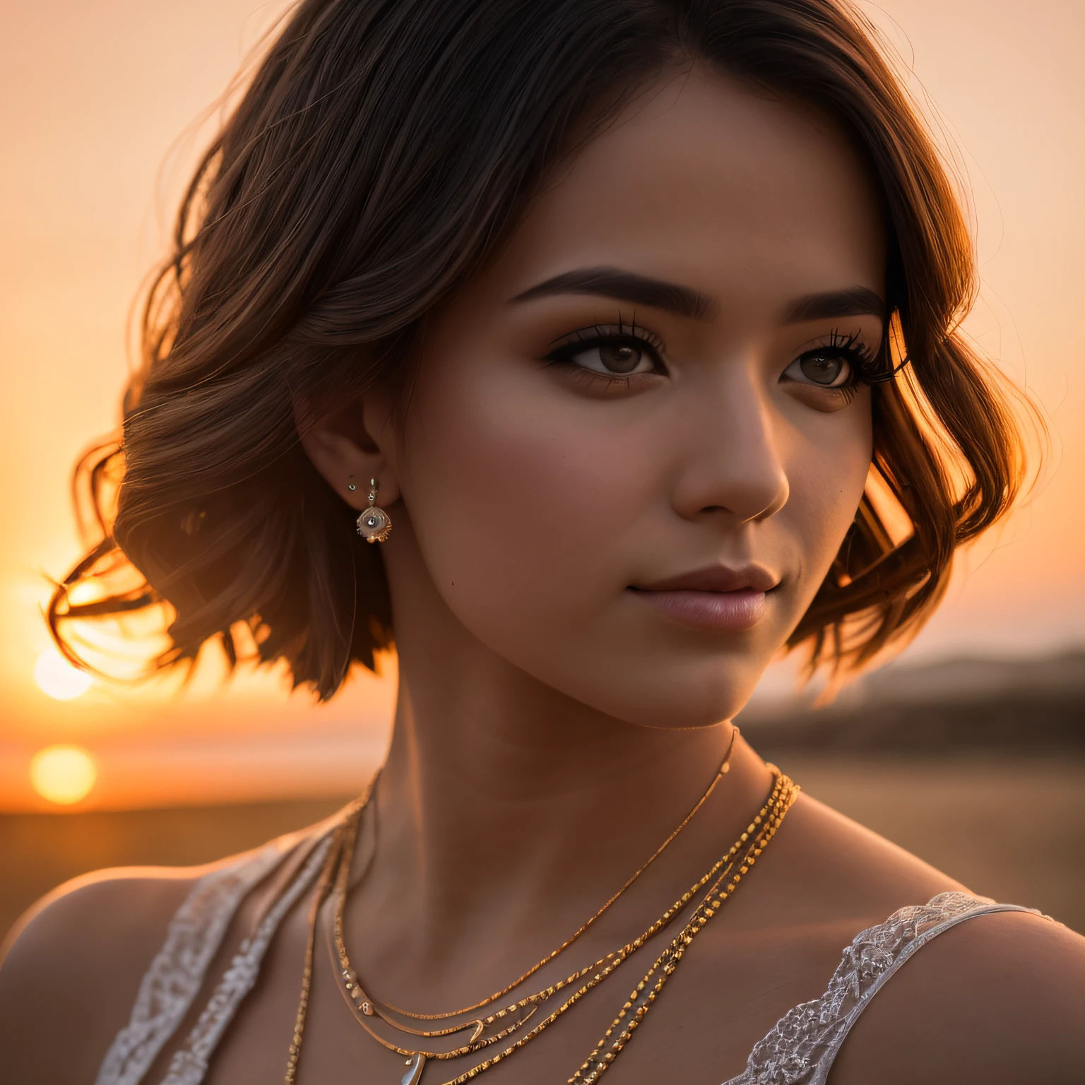 dvArchModern, 85mm, f1.8, portrait, photorealistic, hyperrealistic, orante, super detailed, intricate, dramatic, sunset lighting, shadows, high dynamic range --auto