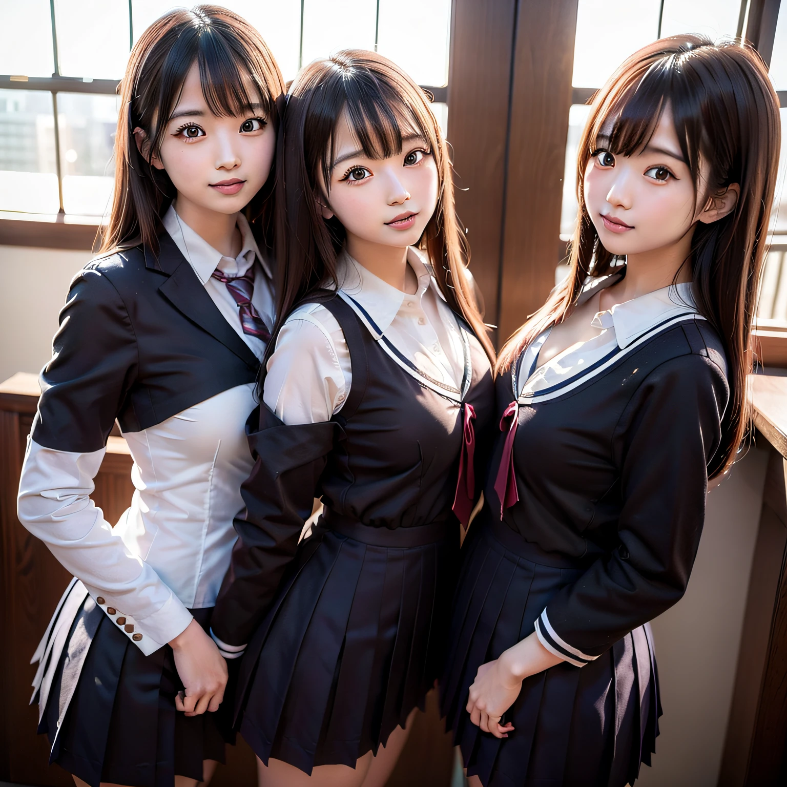 Cute black hair ponytail 20 year old girl uniform --auto