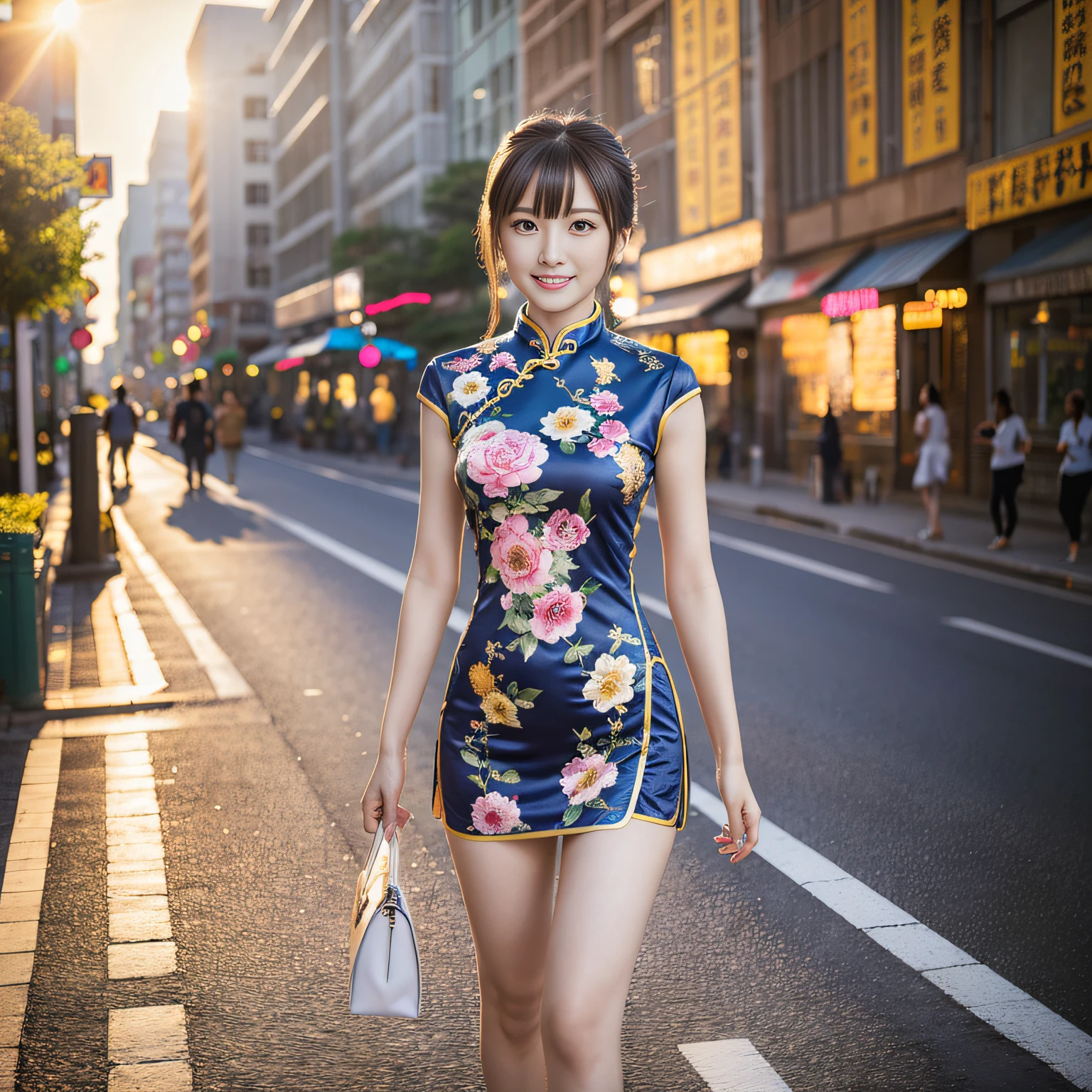 On the go,I met with the cheongsam。It's like a ray of light,It shows the ancient and elegant oriental charm。Soft fabric brushes skin,The slim fit sets off the perfect curves。Elegant chinoiserie pattern,Transports me to a fantastic world of stories。Walk through the bustling streets,Travel through the Corridor of Time,The cheongsam is a unique sight in that complicated world。It's not just a dress up,It is also a treasure of culture and tradition。Let's put on the cheongsam together,Accompany this unique oriental landscape,Make precious and wonderful memories --auto