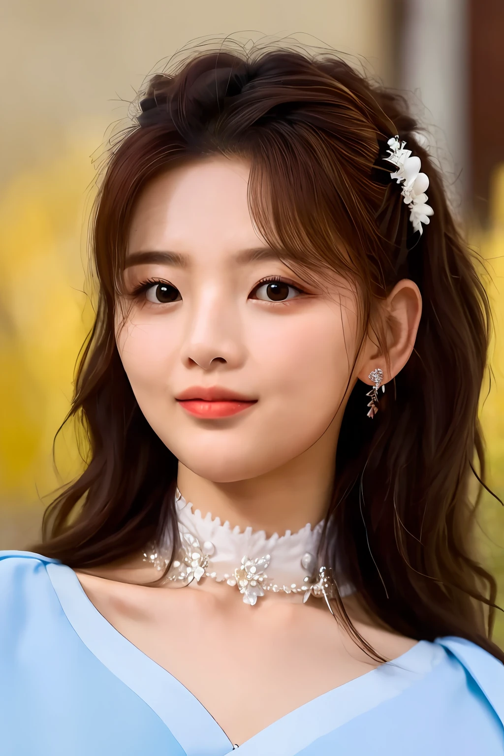 The facial features are delicate and beautiful,The rounded goose egg face looks quite sweet,There is a tear mole in the corner of the right eye。
Just got up,Large fluffy and messy waves are scattered,It makes her a little more lazy and charming