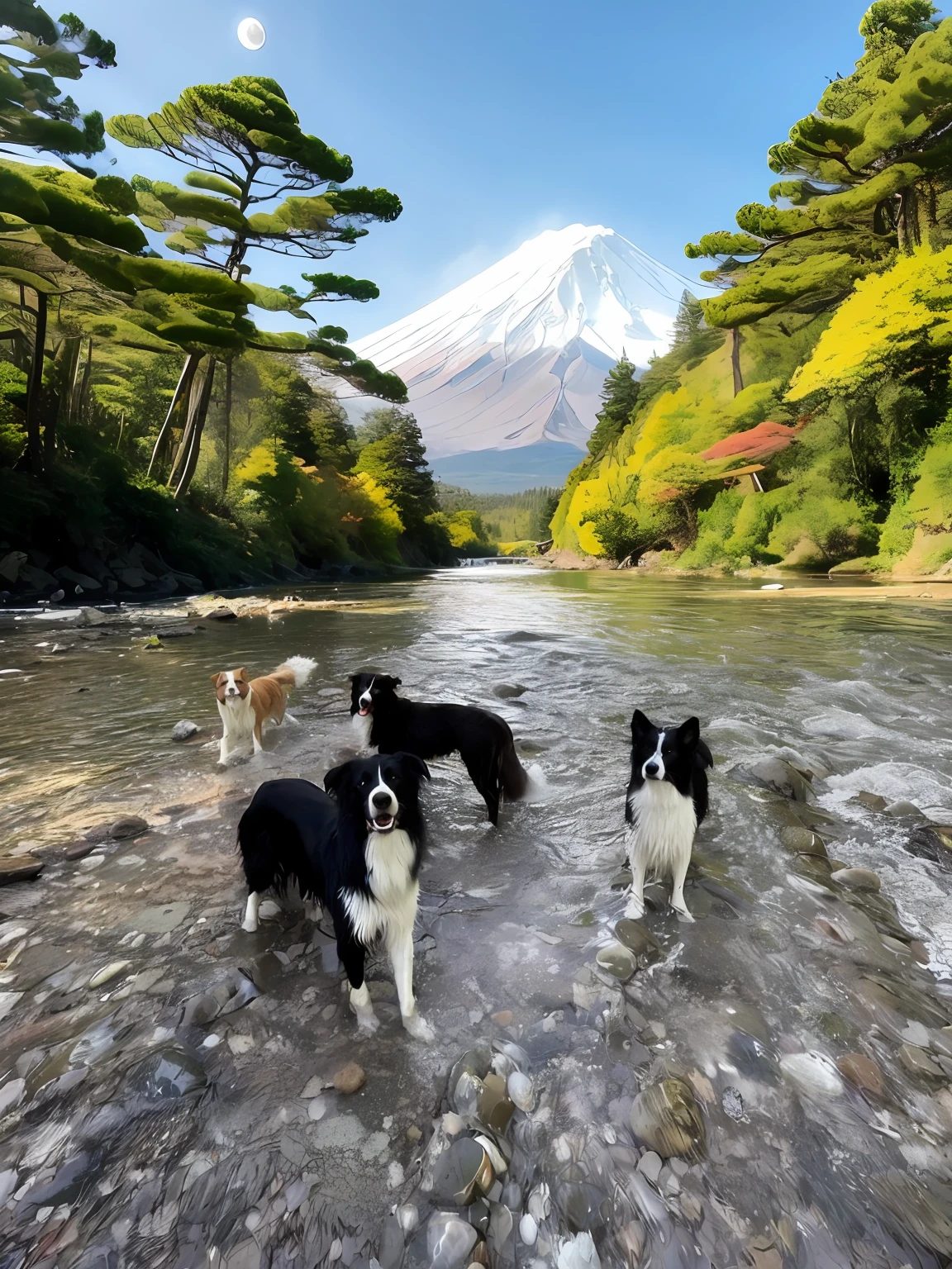 red colour,Mt fuji,moon full,tmasterpiece,k hd