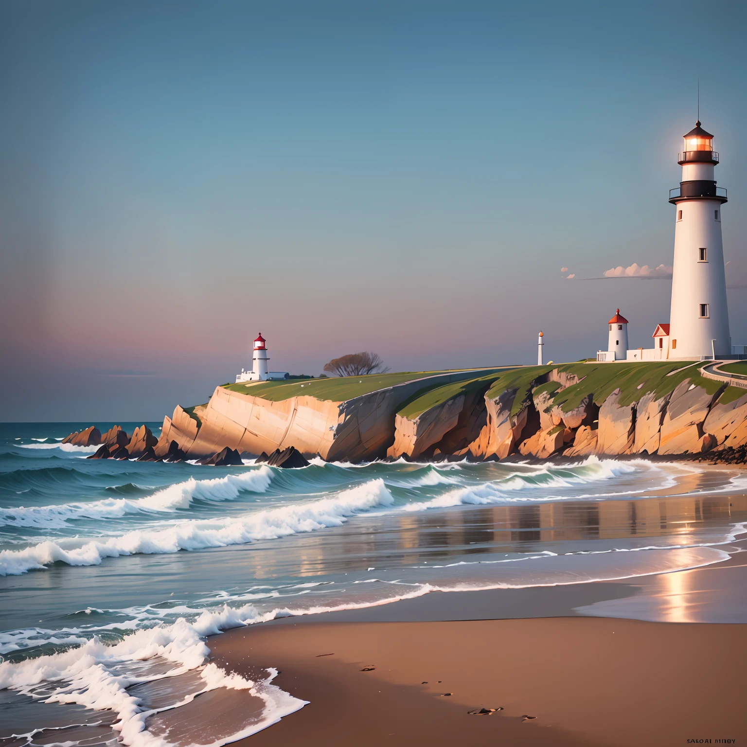 beachside，lighthouse，sunraise，The cloudy，naturey，light wind，sandbeach，drinks --auto