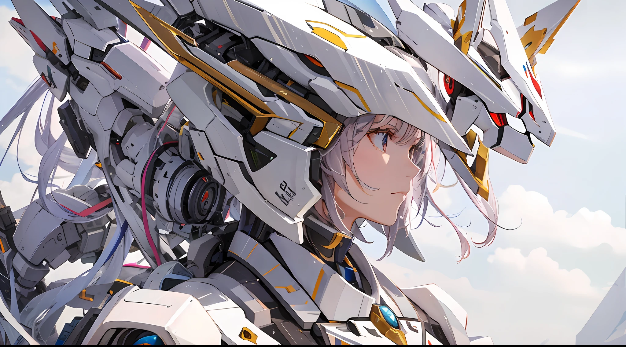 Maiden mecha upper body rose hair delicate face