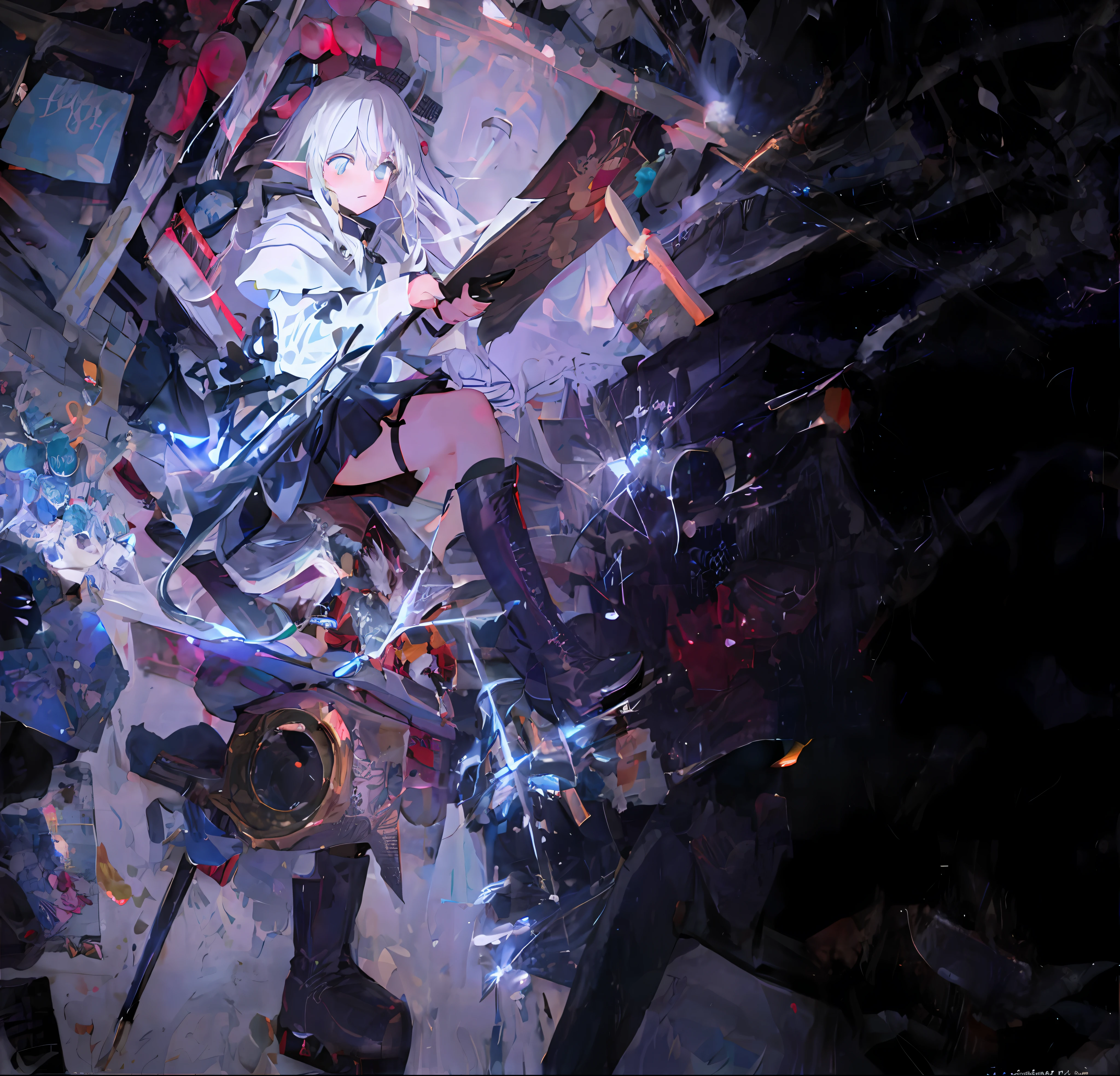 The best quality illustrations on pixiv Clear white silk Beautiful female Petite ta Beautiful face High saturation Game illustration Thick paint Martin boots White hair Heterochromic pupils Light and shadow Elf Lolik tension Dragon Girl Beast Girl Dragon Wing High exposure Queen Morbid Petite Sitting in a treasure pile