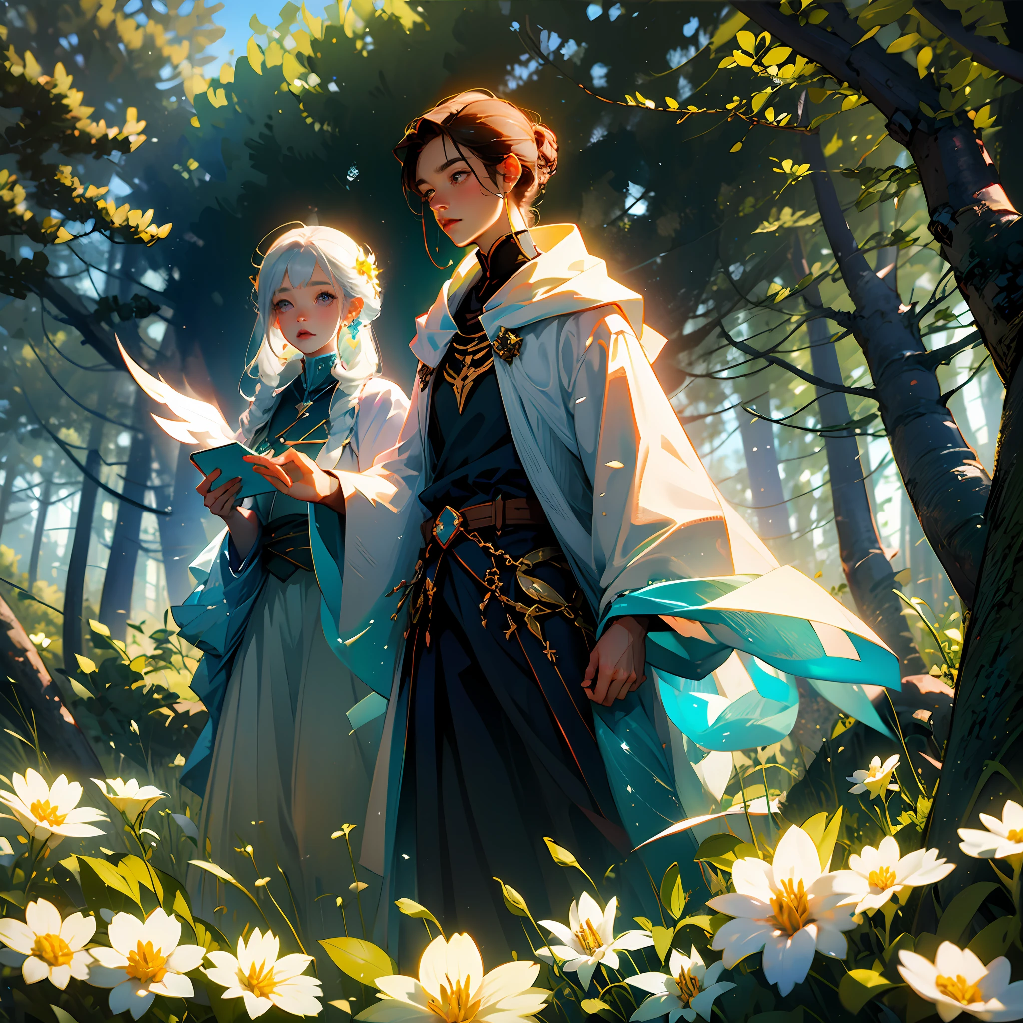 Masterpiece、Wizard Apprentice Girl、In the forest surrounded by flowers、The magic of love、Feathering、an angel、animesque --auto