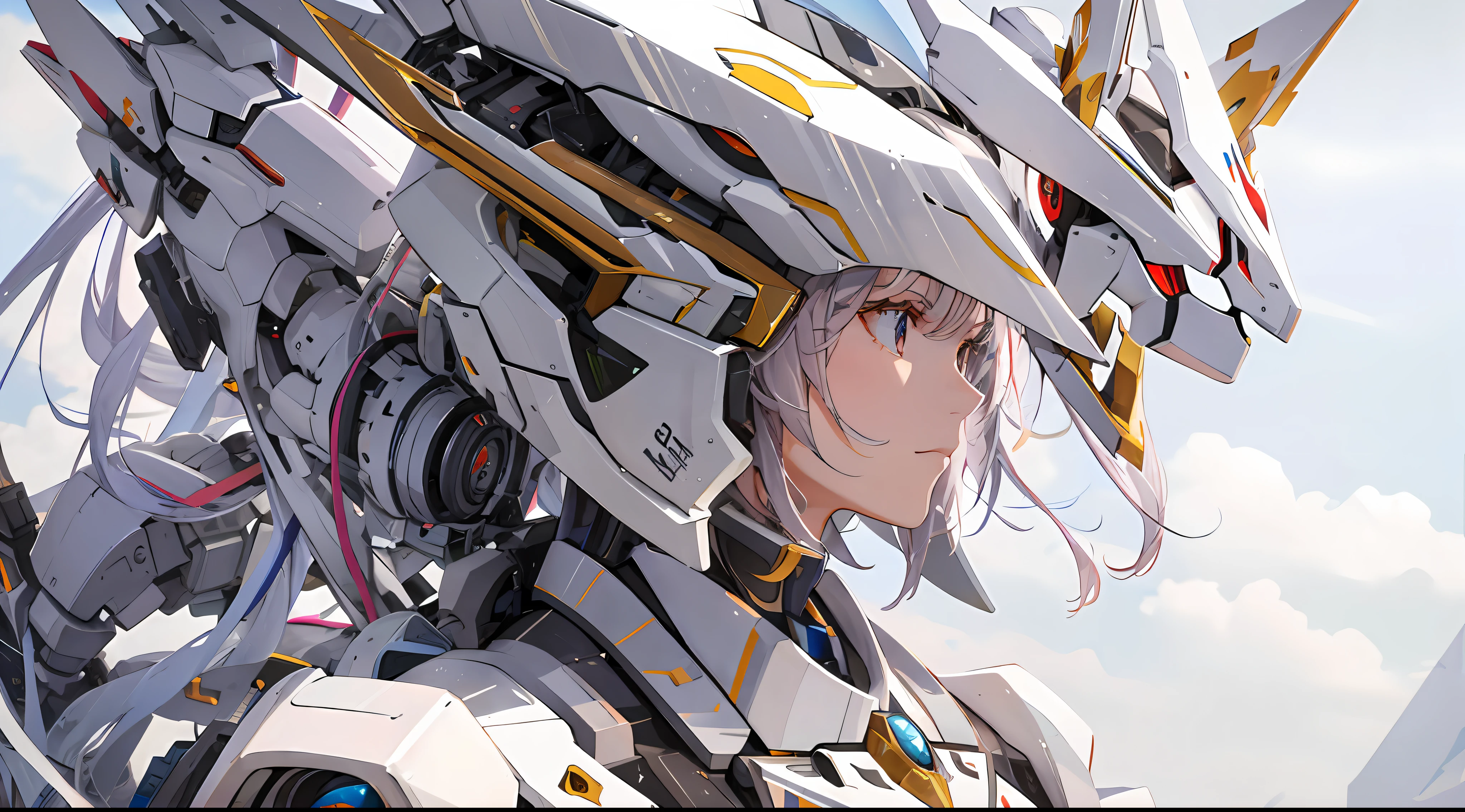 Maiden mecha upper body rose hair delicate face