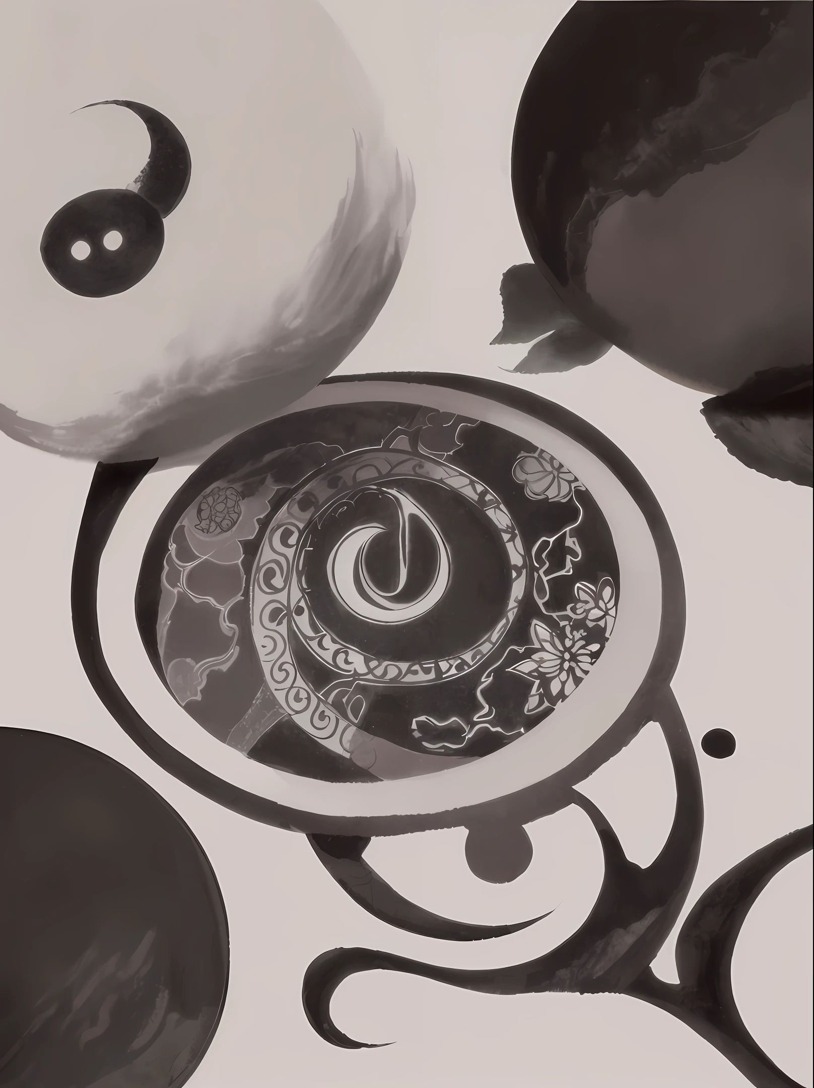 taichi，yin yang，Black and white ink