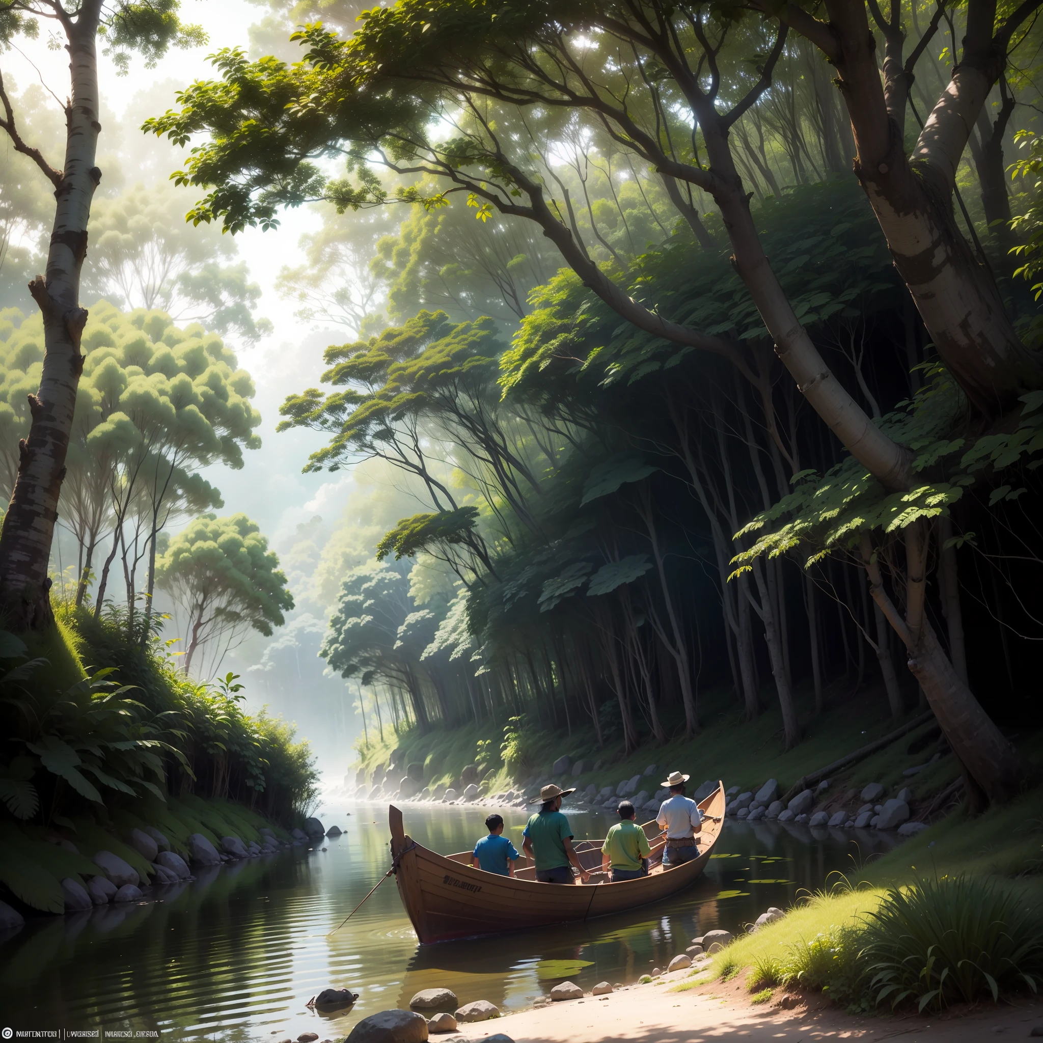 In the vastness of the Amazon, uma paisagem deslumbrante se revela diante dos seus olhos, offering a rich combination of lush nature and the enigmatic presence of indigenous peoples. Envolta pela densa floresta tropical, You find yourself in a place where biodiversity flourishes and harmony between humans and animals is evident.

The golden rays of the sun pierce the dense canopy of trees, creating a play of light and shadows on the ground covered by a dense layer of leaves and vegetation. The moist, fragrant air is filled with the sound of exotic birds, cujas cores vibrantes se destacam entre o verde intenso da folhagem. The gentle singing of the wind shakes the trees, criando uma sinfonia natural que preenche a atmosfera.

Ao explorar essa paisagem, You notice the presence of the indigenous, whose ancestral traditions are intertwined with the nature around them. They are dressed in colorful clothes, adornados com penas e pinturas corporais, showing a deep bond with their culture and environment. Com habilidade e respeito, eles se movem pela floresta, showing a deep connection and ancestral wisdom.

As you go, It is possible to see a clearing surrounded by majestic trees. Nela, An indigenous village reveals itself, com casas tradicionais feitas de materiais naturais, como palha e madeira. Children play and run in harmony with the animals that also inhabit this sacred space.

Na beira de um rio sereno e espelhado, uma cena encantadora se desenrola. A group of Indians approach the tranquil waters in their hand-carved canoes. Com movimentos graciosos, They fish using techniques passed down from generation to generation. Os animais locais, como ariranhas, pink porpoises and waterfowl, compartilham o mesmo habitat, interacting peacefully with the human inhabitants of the region.

As the day progresses, The forest comes alive with the presence of other magnificent animals. Macacos saltam de galho em galho, Sloths move slowly through tron