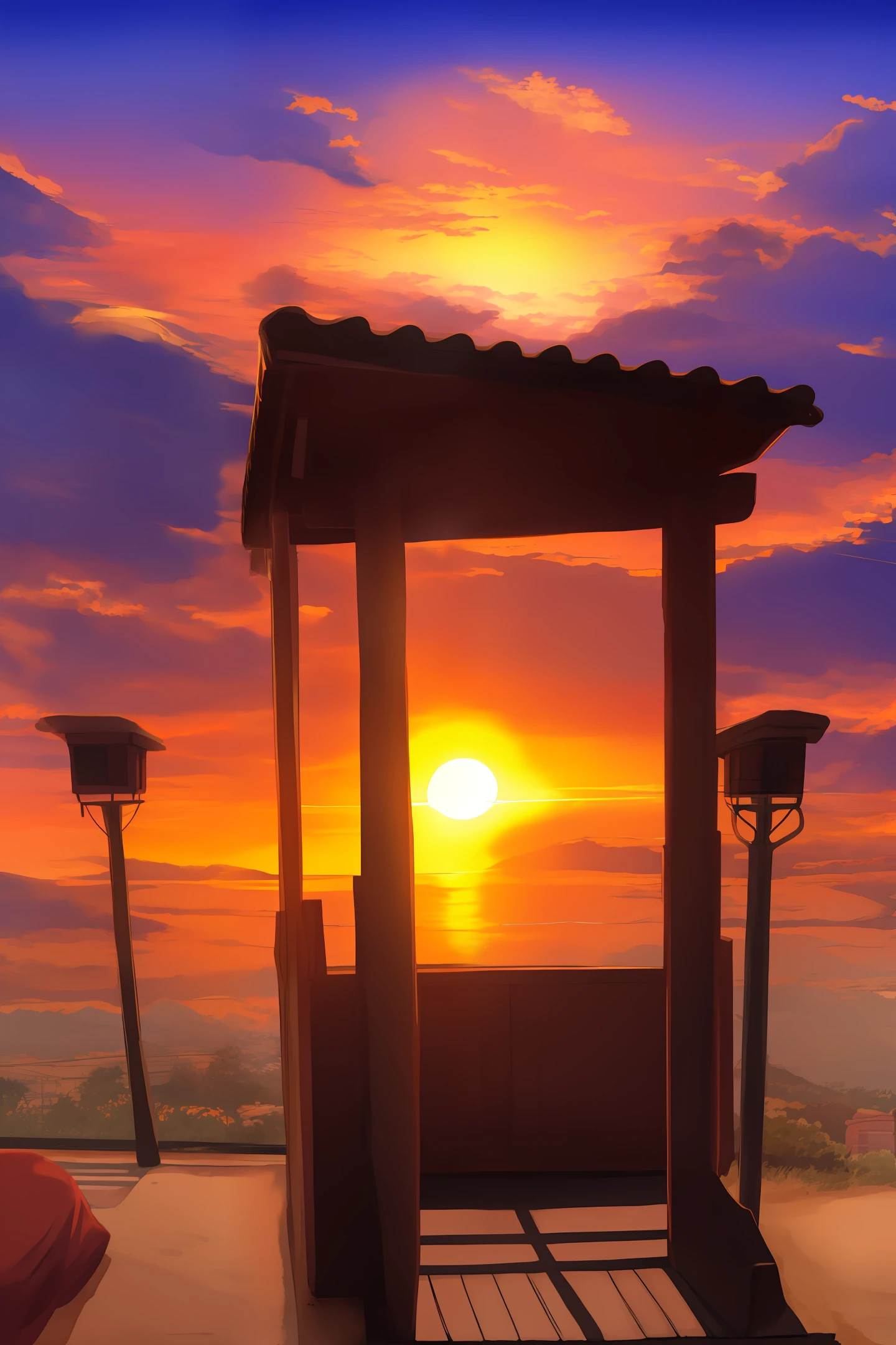 the setting sun