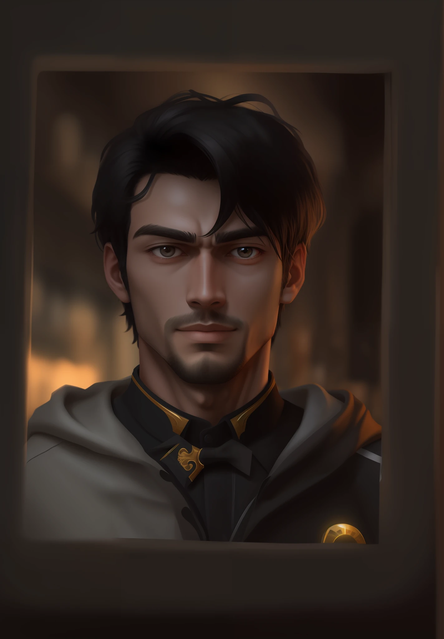 ((best qualtiy,8K,tmasterpiece:1.3)), 1boys, ssmile, full bodyesbian, Handsome boys, (Dark black hair),:1.1, Super detailed face, Detailed eyes, 二重まぶた, blur backgroun, Slim Faces, mills, do lado de fora,Dark black Zhongshan suit