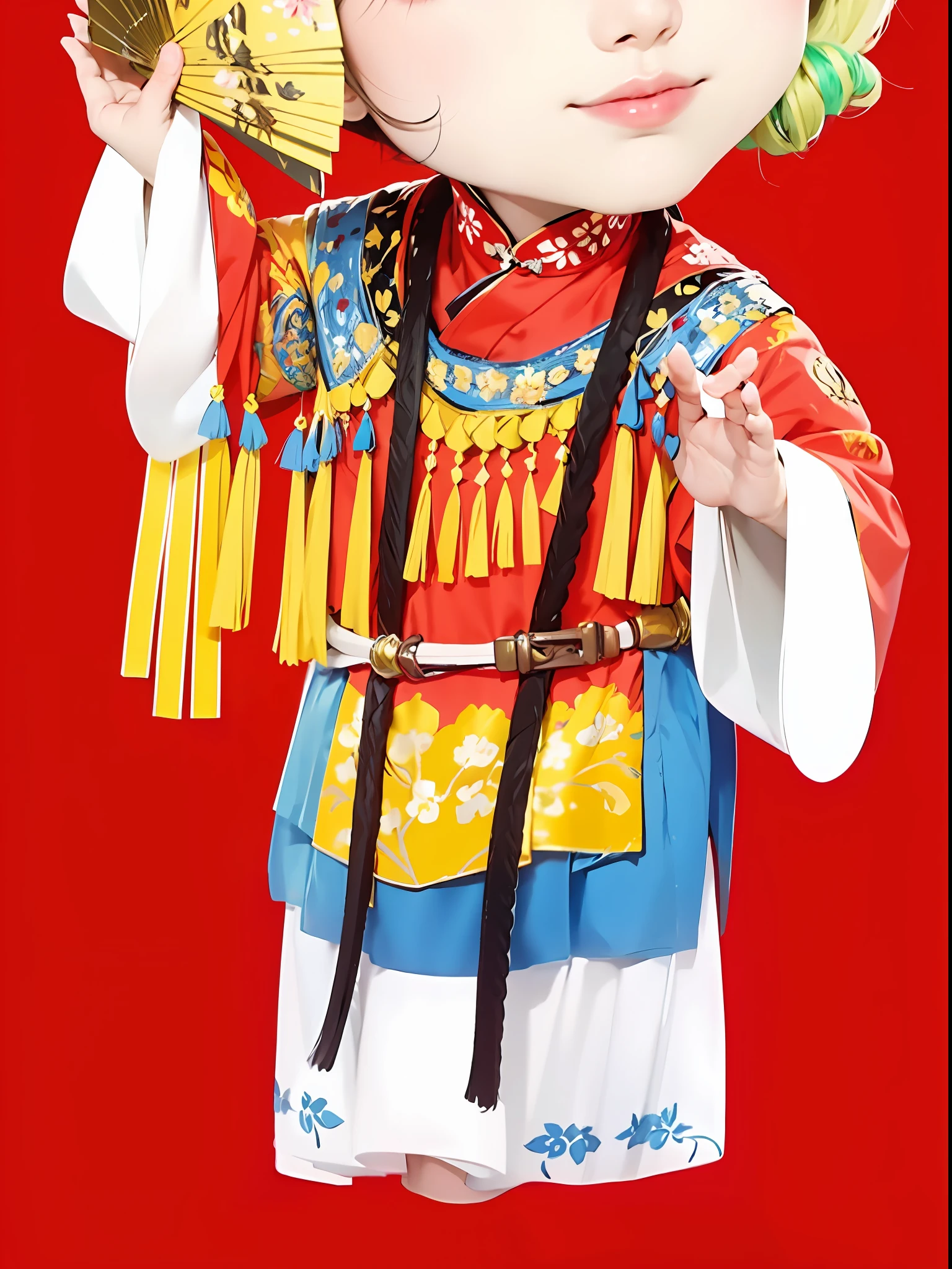 best quality, masterpiece, highres, (exquisite body:1.5),gorgeous face,(milky skin:1.3),intricate details,high resolution,wallpaper,
1girl, solo, dress, hair ornament, (((gold and red dress))), flowers, long hair, brown hair, closed mouth, jewelry, long sleeves, hand up, wide sleeves, big eyes,floating hair, chinese clothes, hanfu, embroidery, long skirt, natural pose, falling petals, indoor,fanning, lantern,
16K,HDR,highres,depth field,(film grain:1.1),boken,golden hour,(lens flare),vignette,rainbowing,(color grading:1.5)