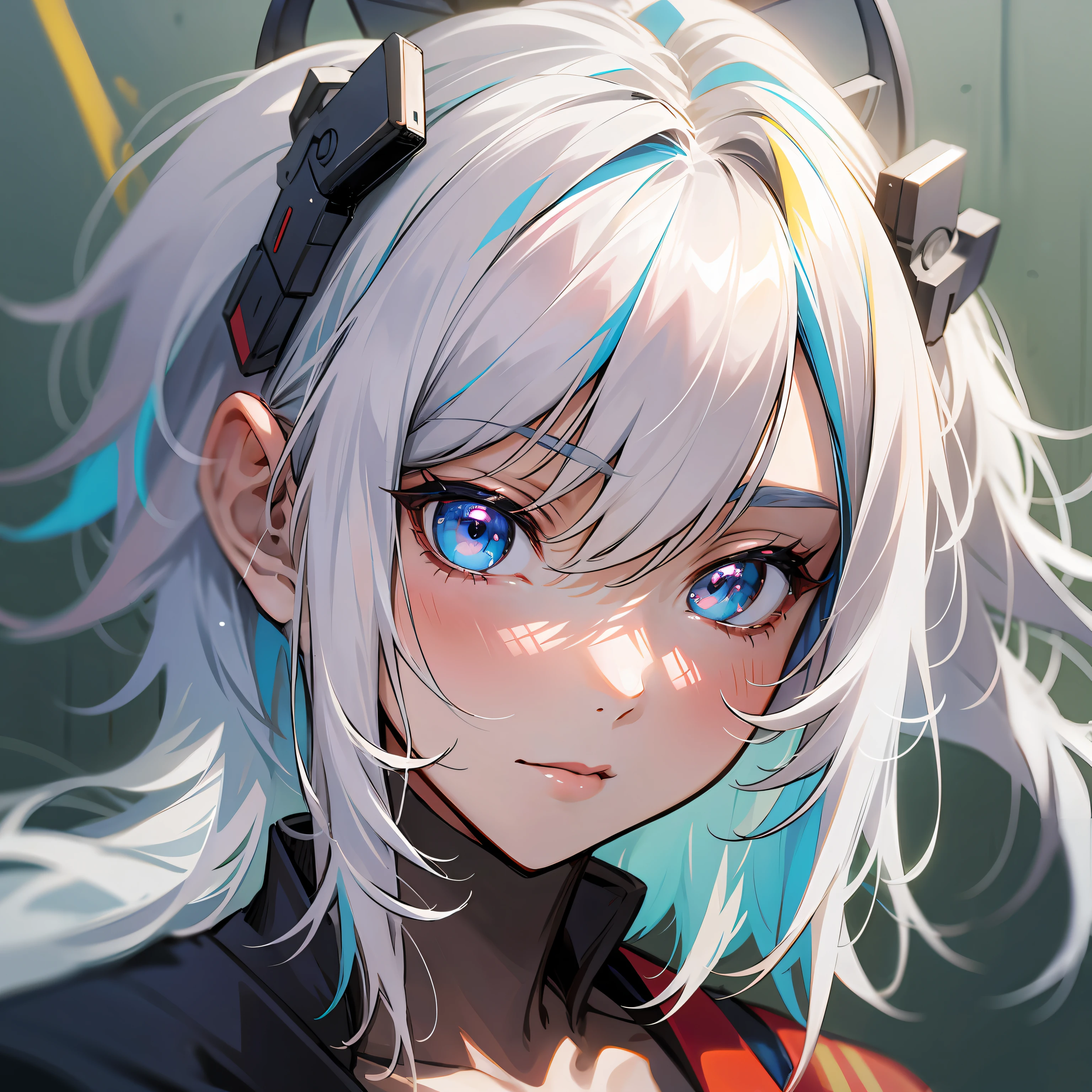 Kimono White Skin, Colorful Hair, Short Hair, Blue Eyes, Bust Mecha, Superb Masterpiece --auto