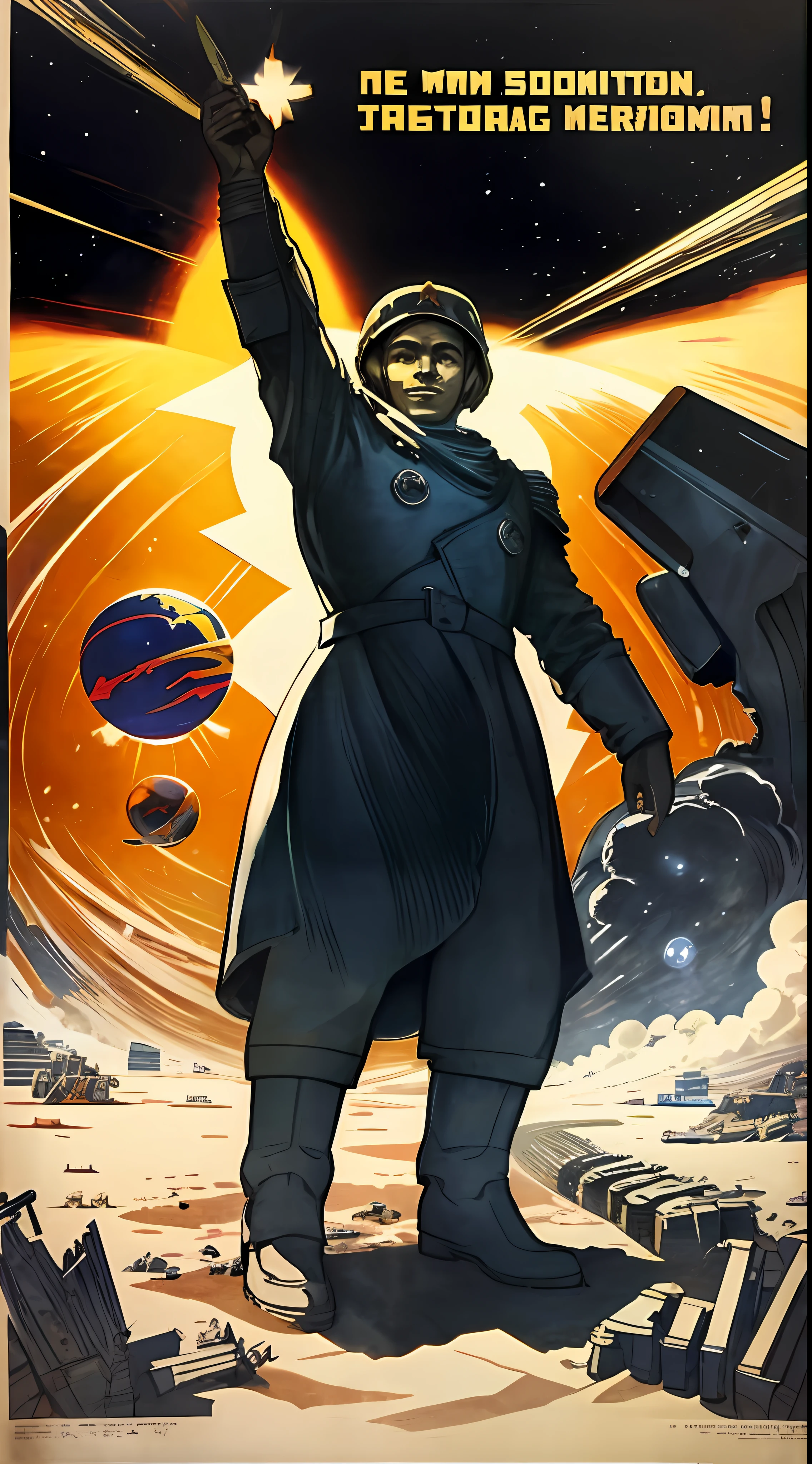 Best illustrated propaganda featuring a victorious triumph over the sun through destruction to mine precious metals.