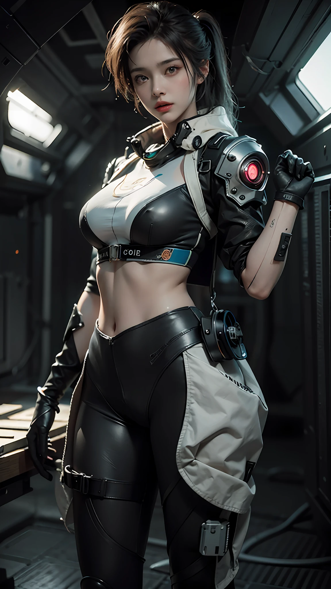 ((Best quality)), ((masterpiece)), (detailed:1.4), 3D, an image of a beautiful cyberpunk female,HDR (High Dynamic Range),Ray Tracing,NVIDIA RTX,Super-Resolution,Unreal 5,Subsurface scattering,PBR Texturing,Post-processing,Anisotropic Filtering,Depth-of-field,Maximum clarity and sharpness,Multi-layered textures,Albedo and Specular maps,Surface shading,Accurate simulation of light-material interaction,Perfect proportions,Octane Render,Two-tone lighting,Wide aperture,Low ISO,White balance,Rule of thirds,8K RAW,CircuitBoardAI,