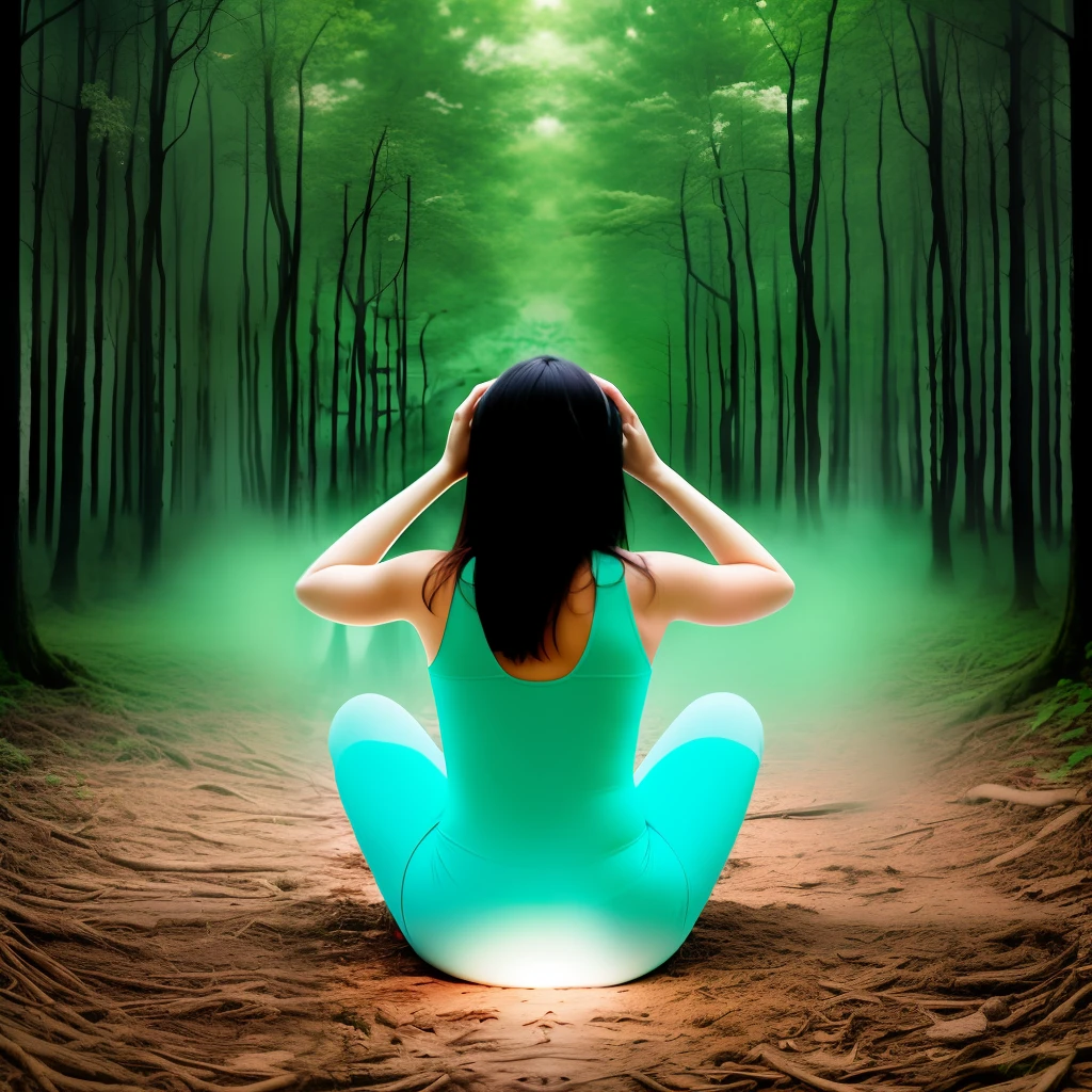 photorealestic,ln the forest,femele,yoga,Open the legs,bodily fluids
