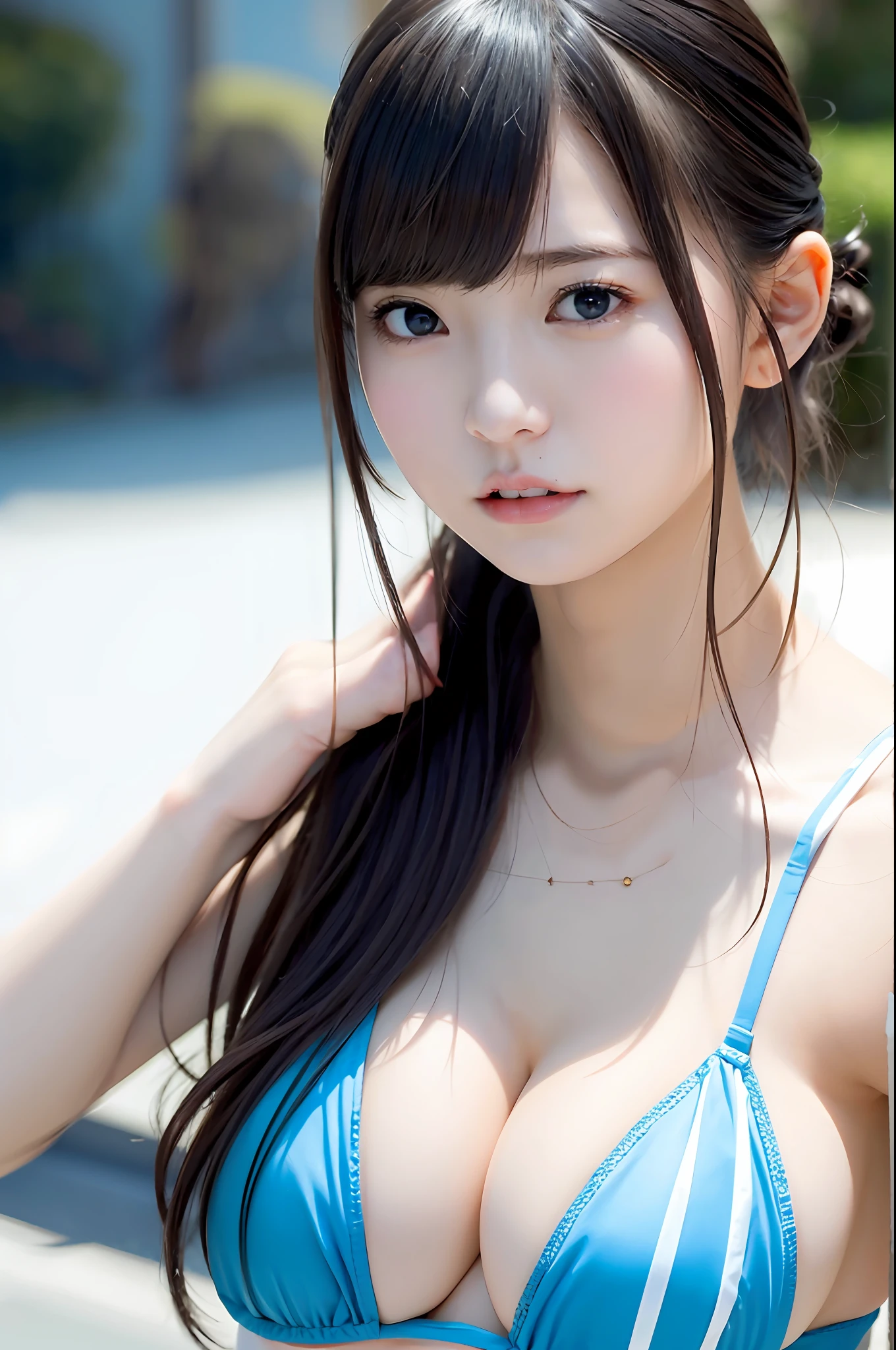 top-quality、de pele branca、Real human skin、(Detailed)、oval-face、pores、超A high resolution、(8k、RAW Photography、Photorealsitic:1.4)、1人、Slimed、(A person who sees with calm and goddess-like eyes)Happiness:1.2)、(lipgloss、eye lashes、Gloss Face、top-quality、超A high resolution、Wide range of lighting、Natural shading)、shot from a side angle、huge-breasted、Light blue bra、full bodyesbian、Beautiful constriction、A slender、short-hair、Sareme、二重まぶた、japanes、huge tit、maikurobikini、ssex、lascivious、Eros、tits out、pink 、Cowgirl、、facial cum shot