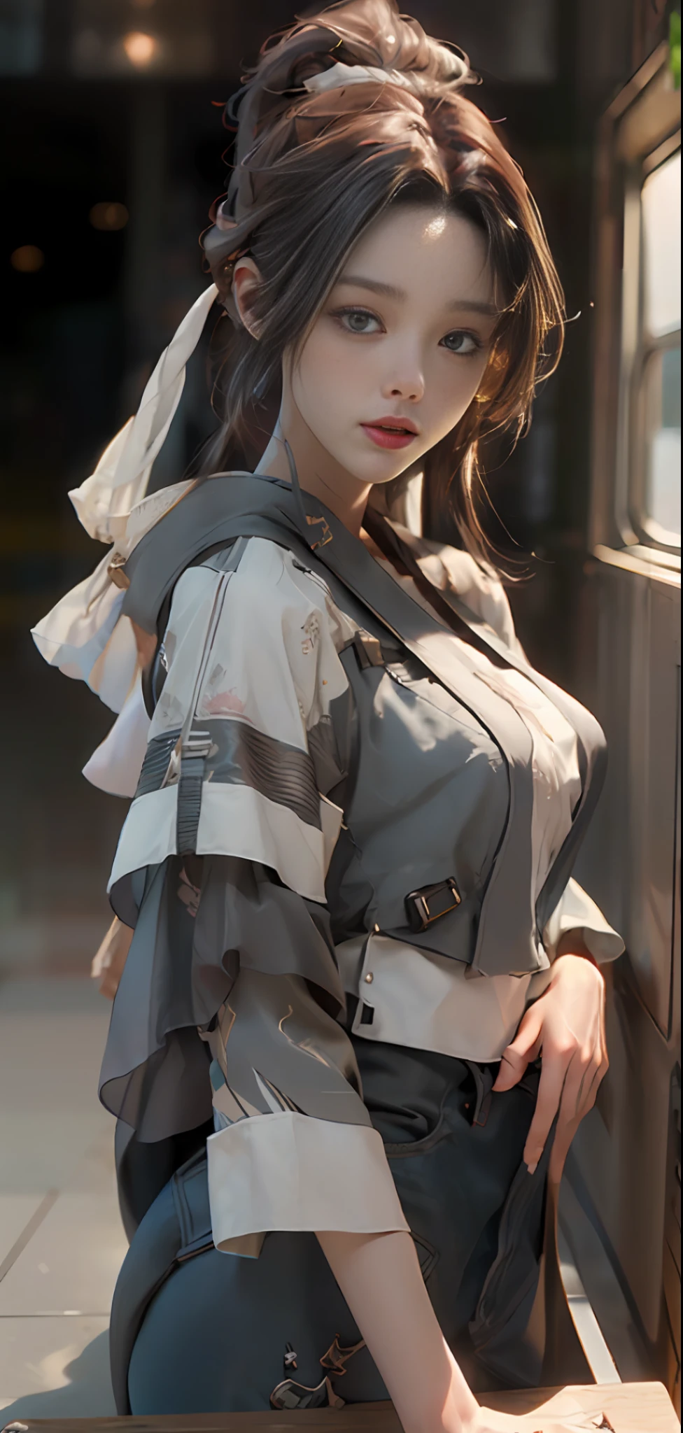 ((Best quality)), ((masterpiece)), (detailed:1.4), 3D, an image of a beautiful cyberpunk female,HDR (High Dynamic Range),Ray Tracing,NVIDIA RTX,Super-Resolution,Unreal 5,Subsurface scattering,PBR Texturing,Post-processing,Anisotropic Filtering,Depth-of-field,Maximum clarity and sharpness,Multi-layered textures,Albedo and Specular maps,Surface shading,Accurate simulation of light-material interaction,Perfect proportions,Octane Render,Two-tone lighting,Wide aperture,Low ISO,White balance,Rule of thirds,8K RAW,