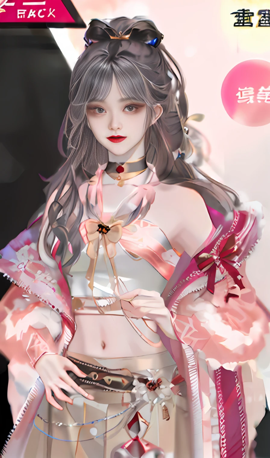 Close-up of a person in a bow costume, inspired by Ma Yuanyu, full-body xianxia, inspired by Park Hua, trending on cgstation, Middle Metaverse, Inspired by Huang Ji, trending at cgstation, inspired by Sim Sa-jeong, E-Girl, e - girl, sakimichan