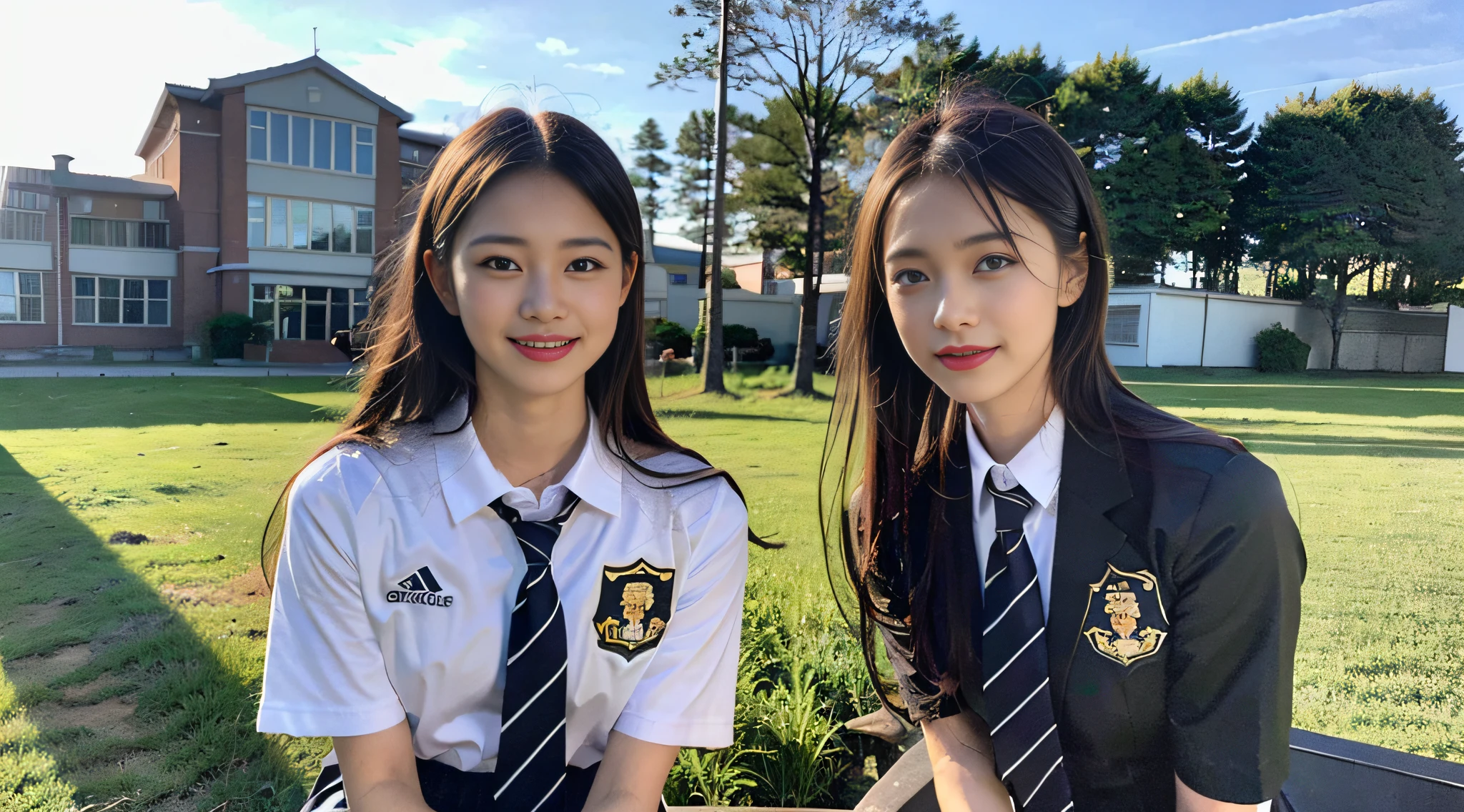(8K,Raw photo、Raw photo、top-quality、Master masterpiece:1.2)、ultra-detailliert、Super Resolution、(Photorealsitic:1.5)、high resolution RAW color photos、professional photograpy、indirect lighting、Woman in uniform sitting on fake tiger in field, girl wearing school uniform, a hyperrealistic schoolgirl, Japan school uniform, sitting on tiger cavalry, a hyperrealistic schoolgirl, Realistic Schoolgirl, ((a tiger)), JK Uniform, Seifuku, wearing japanese school uniform, a tiger_beast, realistic cosplay, hunting a tiger, japanese high school