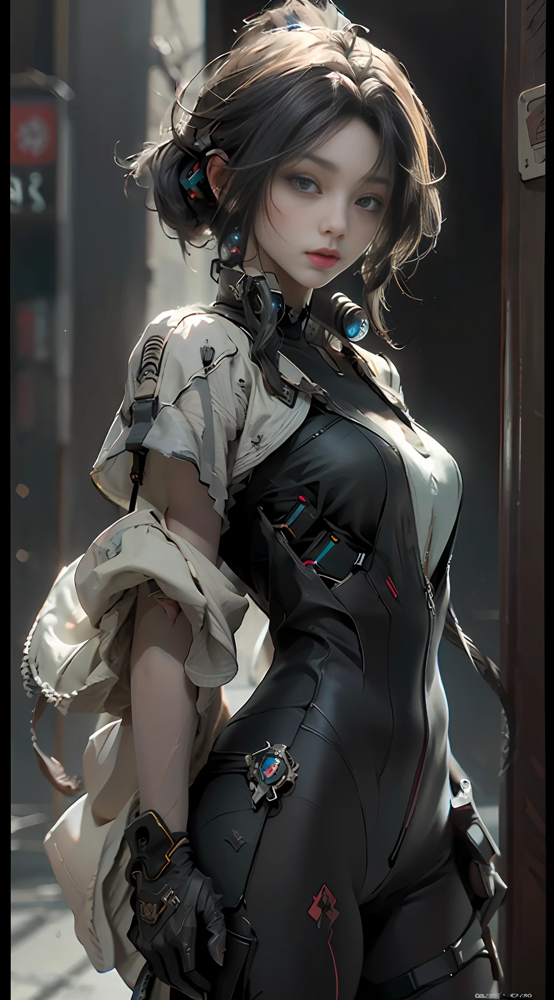 ((Best quality)), ((masterpiece)), (detailed:1.4), 3D, an image of a beautiful cyberpunk female,HDR (High Dynamic Range),Ray Tracing,NVIDIA RTX,Super-Resolution,Unreal 5,Subsurface scattering,PBR Texturing,Post-processing,Anisotropic Filtering,Depth-of-field,Maximum clarity and sharpness,Multi-layered textures,Albedo and Specular maps,Surface shading,Accurate simulation of light-material interaction,Perfect proportions,Octane Render,Two-tone lighting,Wide aperture,Low ISO,White balance,Rule of thirds,8K RAW,