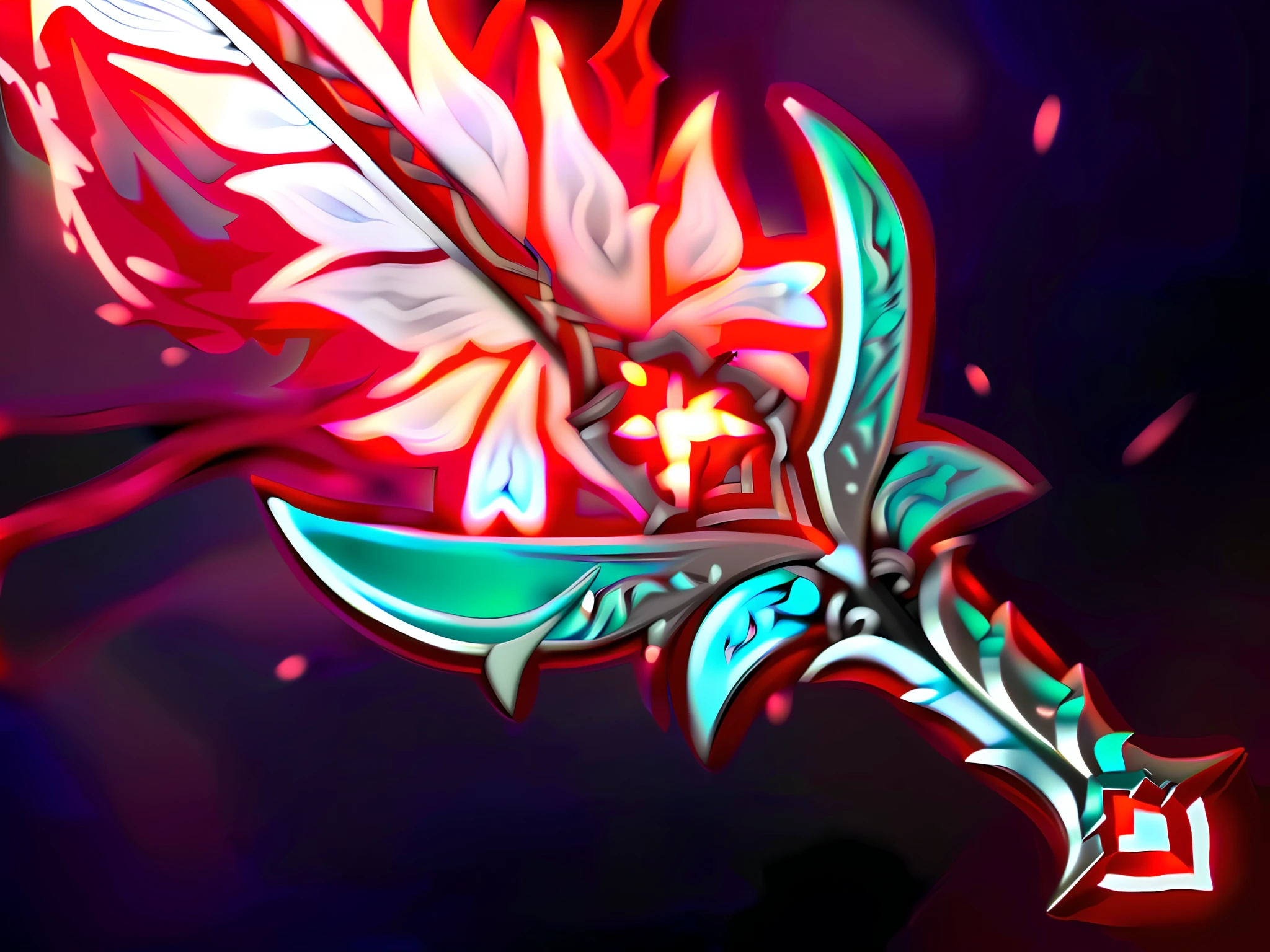 A blood-colored sword,The hilt is set with a ruby, intricate fantasy spear, Glowing sword, Fantasy Blade, glowing green soul blade, style of ghost blade, glowing sword in hand, fantasy sword, war blade weapon, painted in the style arcane, magical sword, glowing draconic staff, fantasy weapon, epic fantasy weapon art, sword design