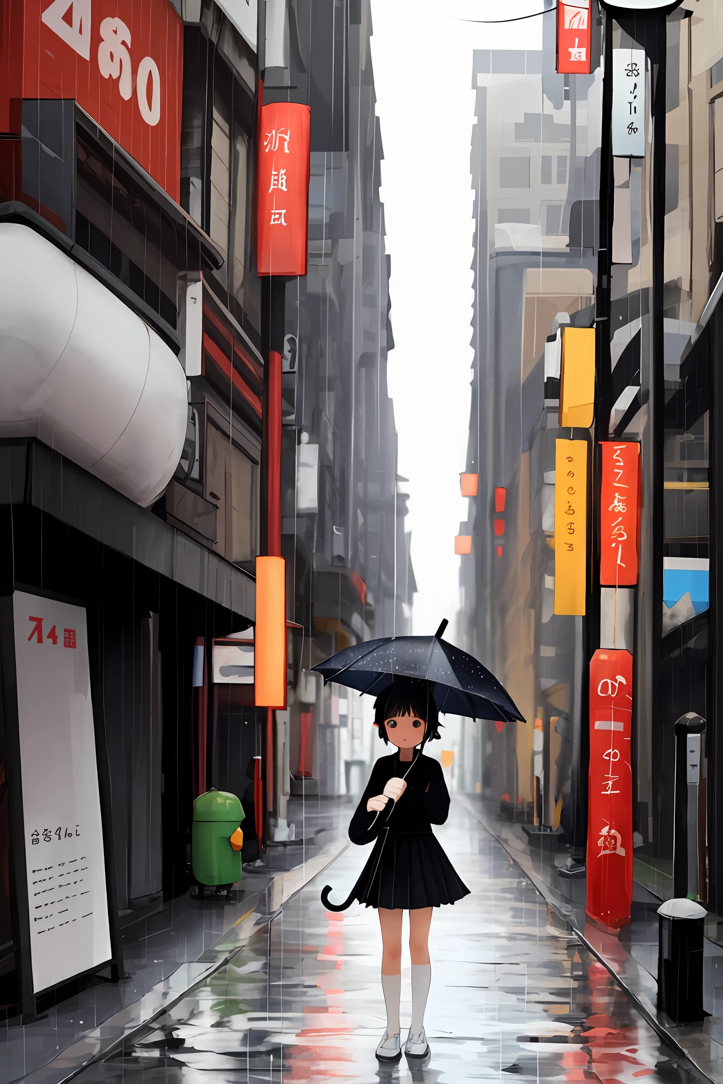 The girl holding this umbrella on a rainy day is wearing a skirt。