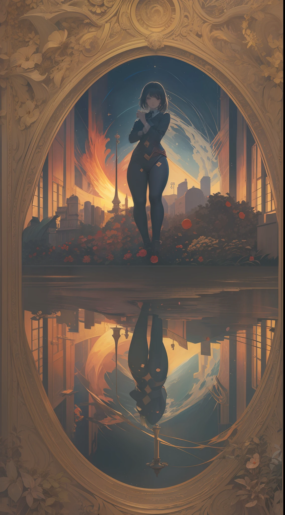 The image features a dark and mysterious background, with a central eye that is both brilliant and enigmatic. Arcane symbols float around the eye, indicating a path full of challenges. Puzzle pieces, keys, mazes, and closed doors suggest the need for an open and adventurous mind. Beams of bright light break through the shadows, illuminating the path ahead. Majestic landscapes such as mountains and oceans are revealed. On the horizon, a golden setting suggests a glorious destination. The image evokes mystery, possibility, and invites the viewer to embark on a journey of self-discovery and transformation. Bloom, reflection light, optical illusion, surrealism, high detail, Gothic art, expressionism, Carl Larsson, Op art, realism, by Alfons Mucha, luminism, impressionism, abstract expressionism, hyperrealism, suprematism, abstractionism, UHD, retina, masterpiece, accurate, anatomically correct, super detail, high details, high quality, award-winning, best quality, highres, 4K, 8K.