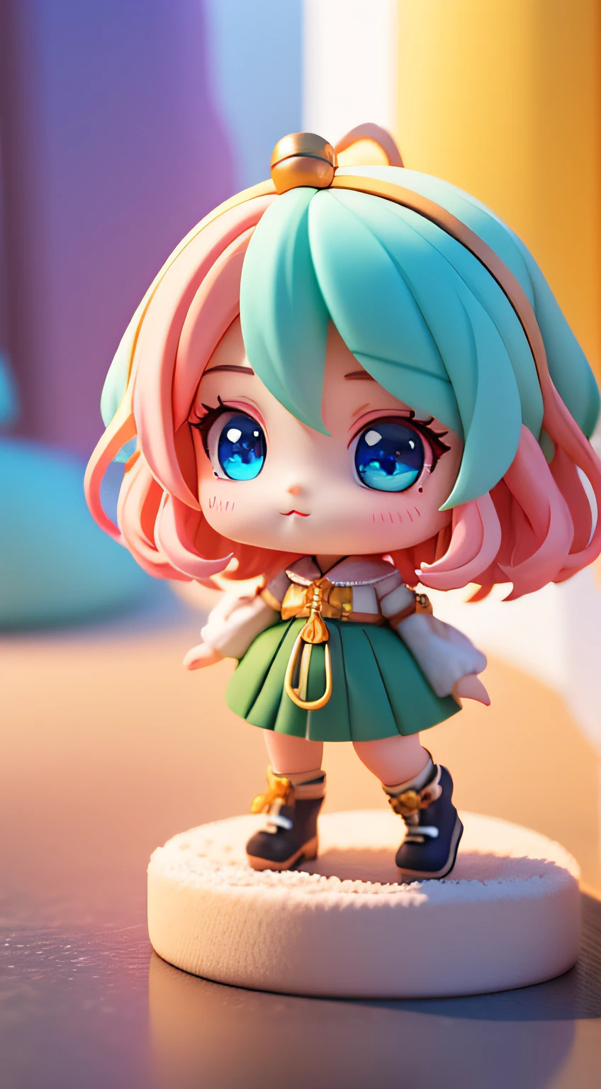 mythological creatures，1girll,Super cute girl full body 3D drawing，adolable，Pop Mart blind box， fluffly， Gradient color （（best qualtiy））， （（tmasterpiece））， （ extremedetailed， highest details， offcial art， Beauty and aesthetics：1.2）， depth of fields， Composition Full body， （tchibi）， （Beautiful and detailed eyes：1.3）， Long tail，8k wallpaper，超高分辨率