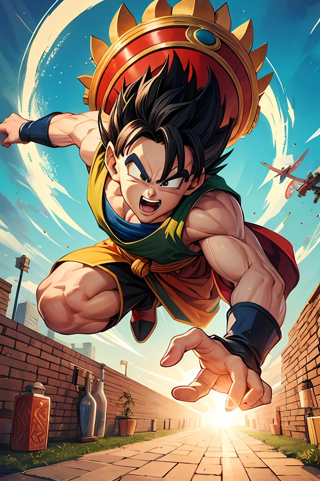 The Monkey King in Dragon Ball is moving bricks
