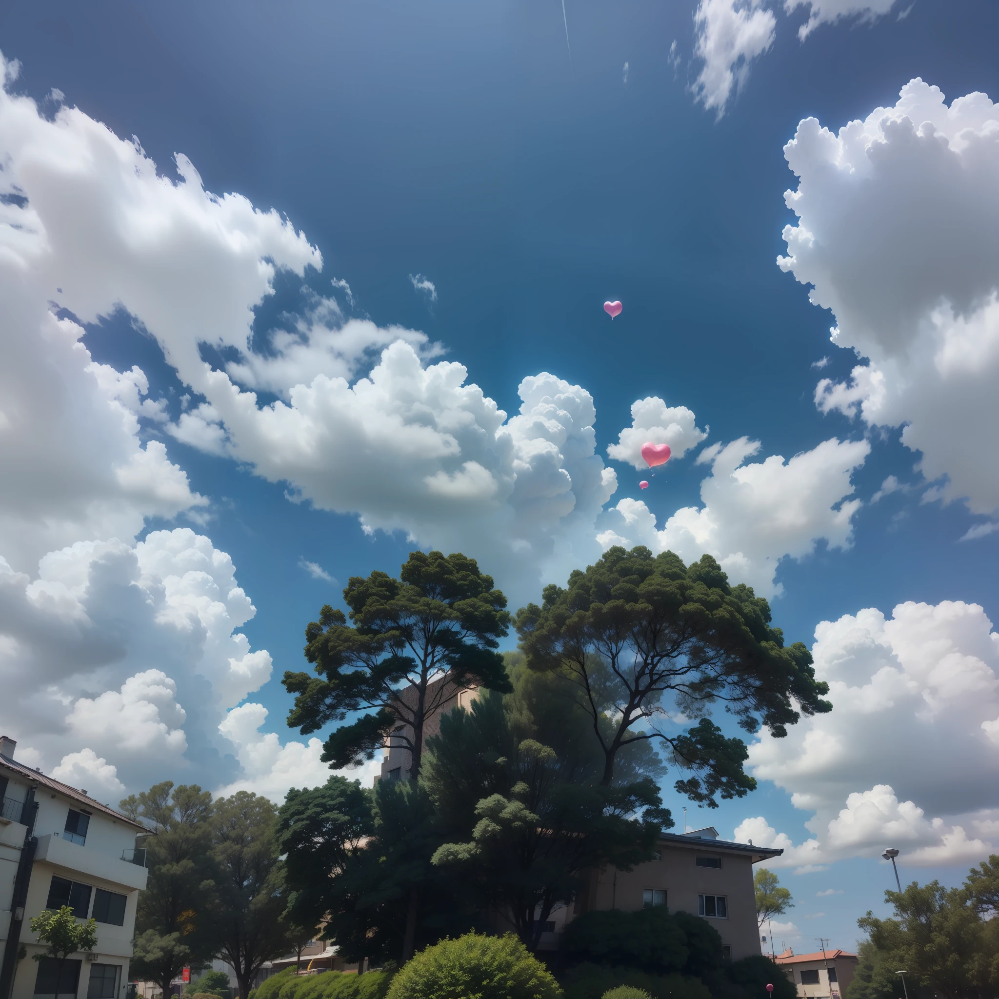 (k hd),(high qulity),(Marshmallow-like clouds:1.5),(vibrant with colors),best qualtiy,tmasterpiece,超高分辨率,(Heart-shaped tree:1.5) --auto