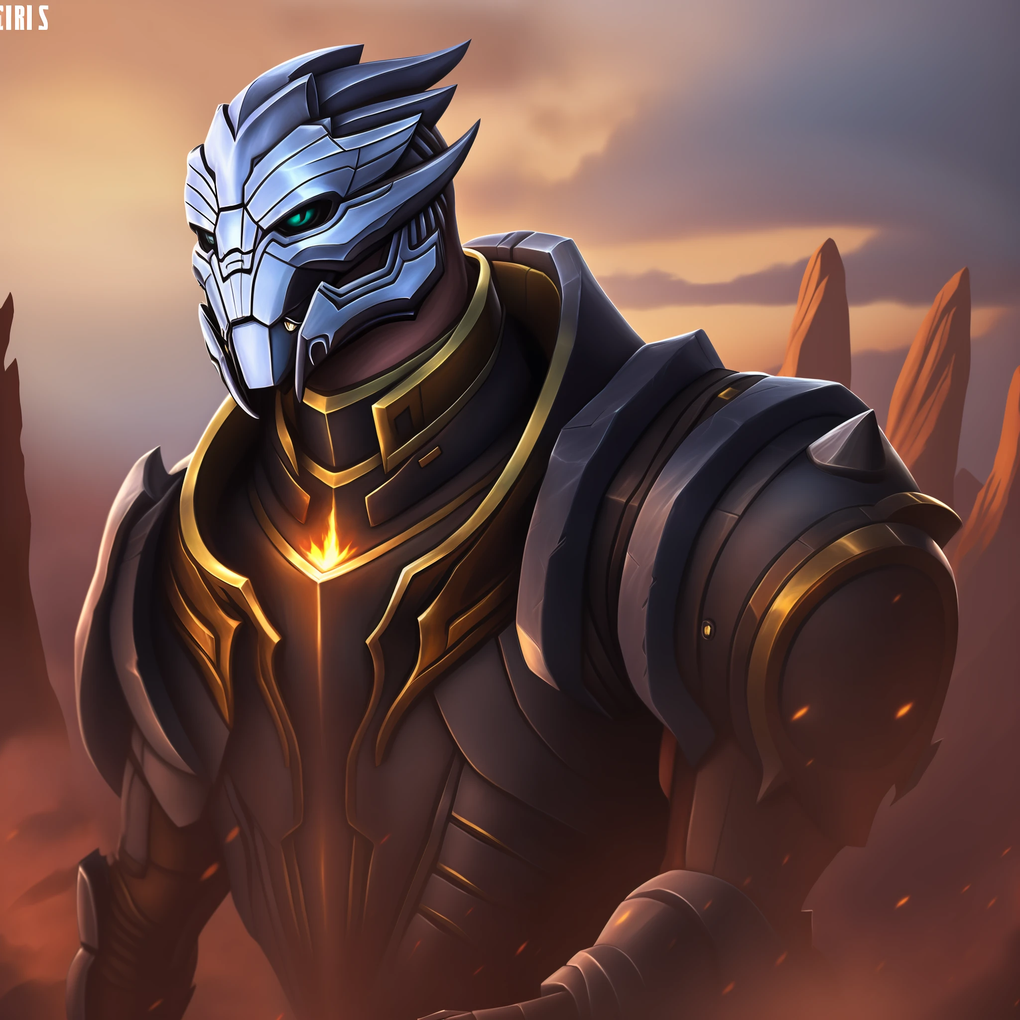 4k, high details, detailed face, turian, diplomat, black suit, cartoon style, bordelands style, arcane style,