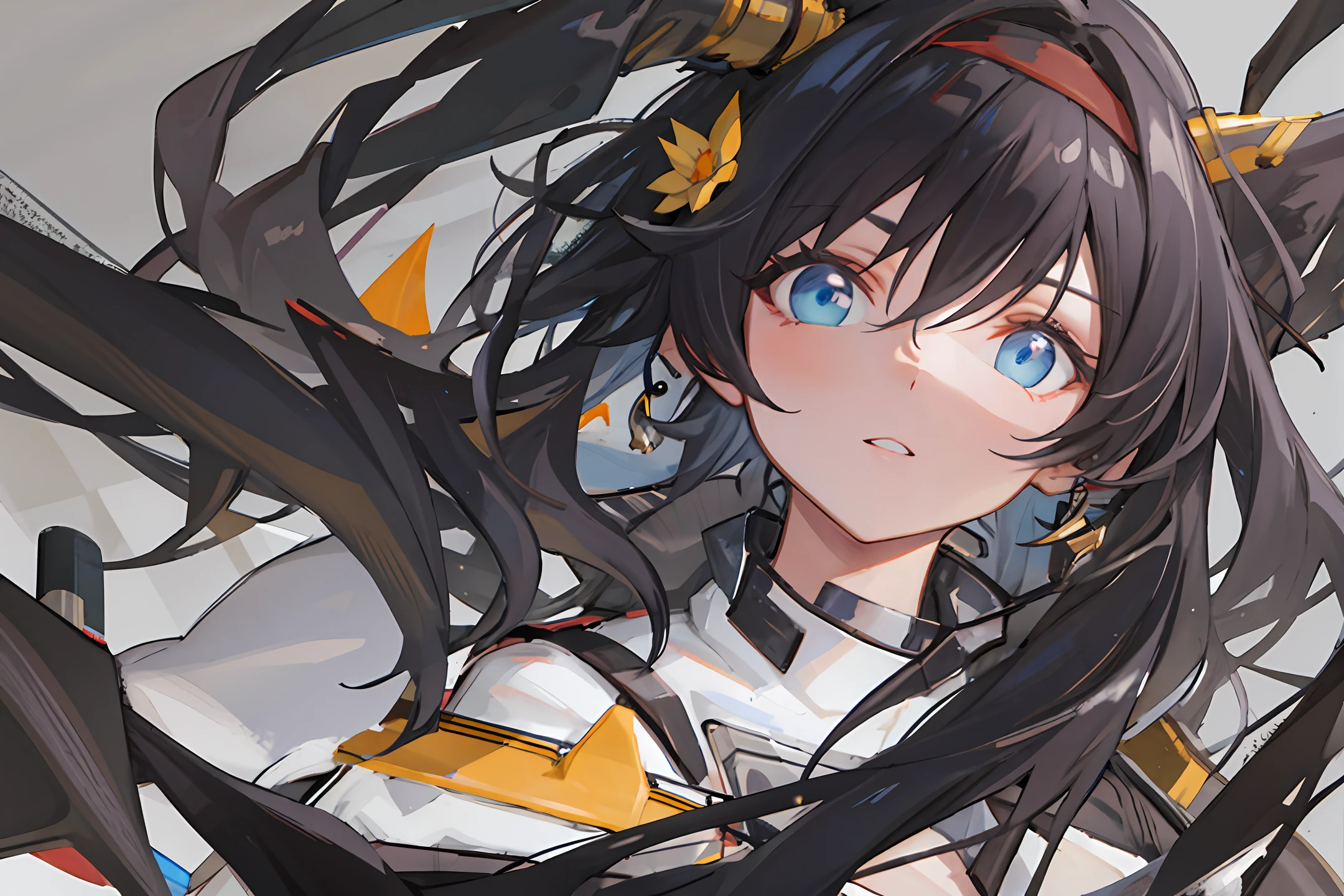 head portrait,Two moons,lakes,ancient wind,brunette color hair,red color eyes,Oriental beauty,pavilion,There are trees behind people,Ultimate detail,anime big breast,clouds,Wearing iris flowers on his head,Coiled hair,hairpin,There are lotus flowers in the lake,White clothes win snow,white cat,Woman,Royal sister