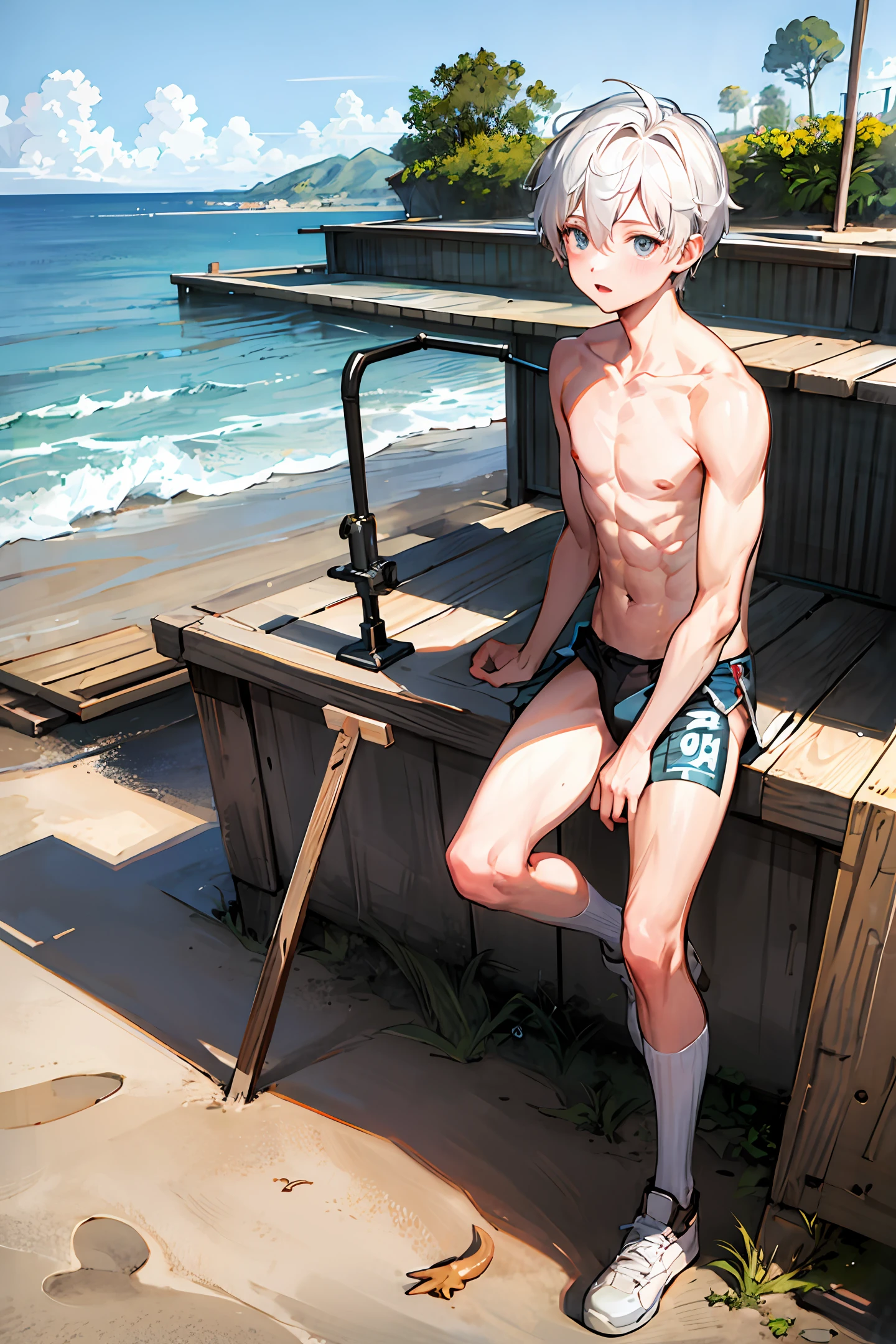 Boy fully naked two-dimensional pants