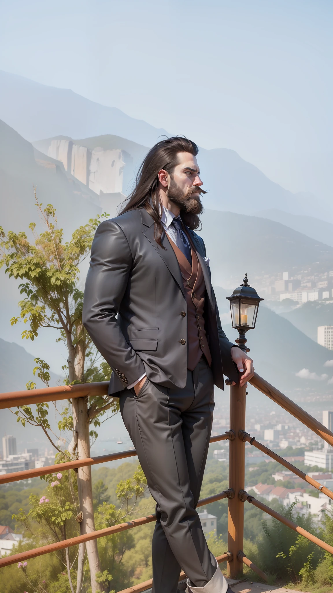 handsome prince ,long beard and mustach,musclular,hero, intense face,realistic face,dont change face