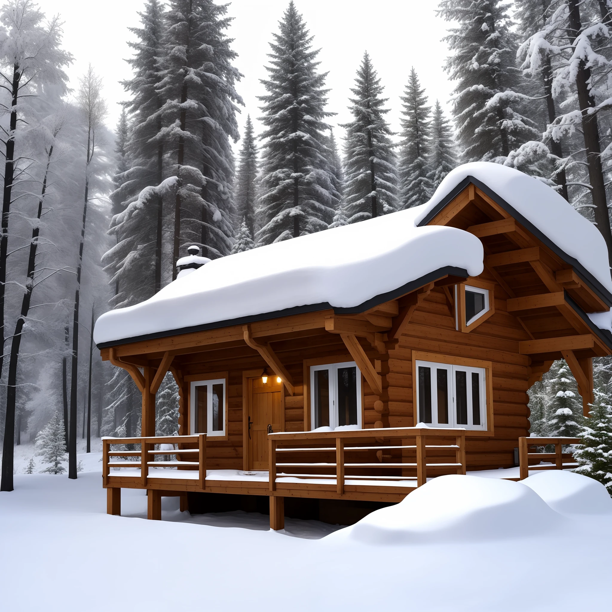 Forest chalet in winter