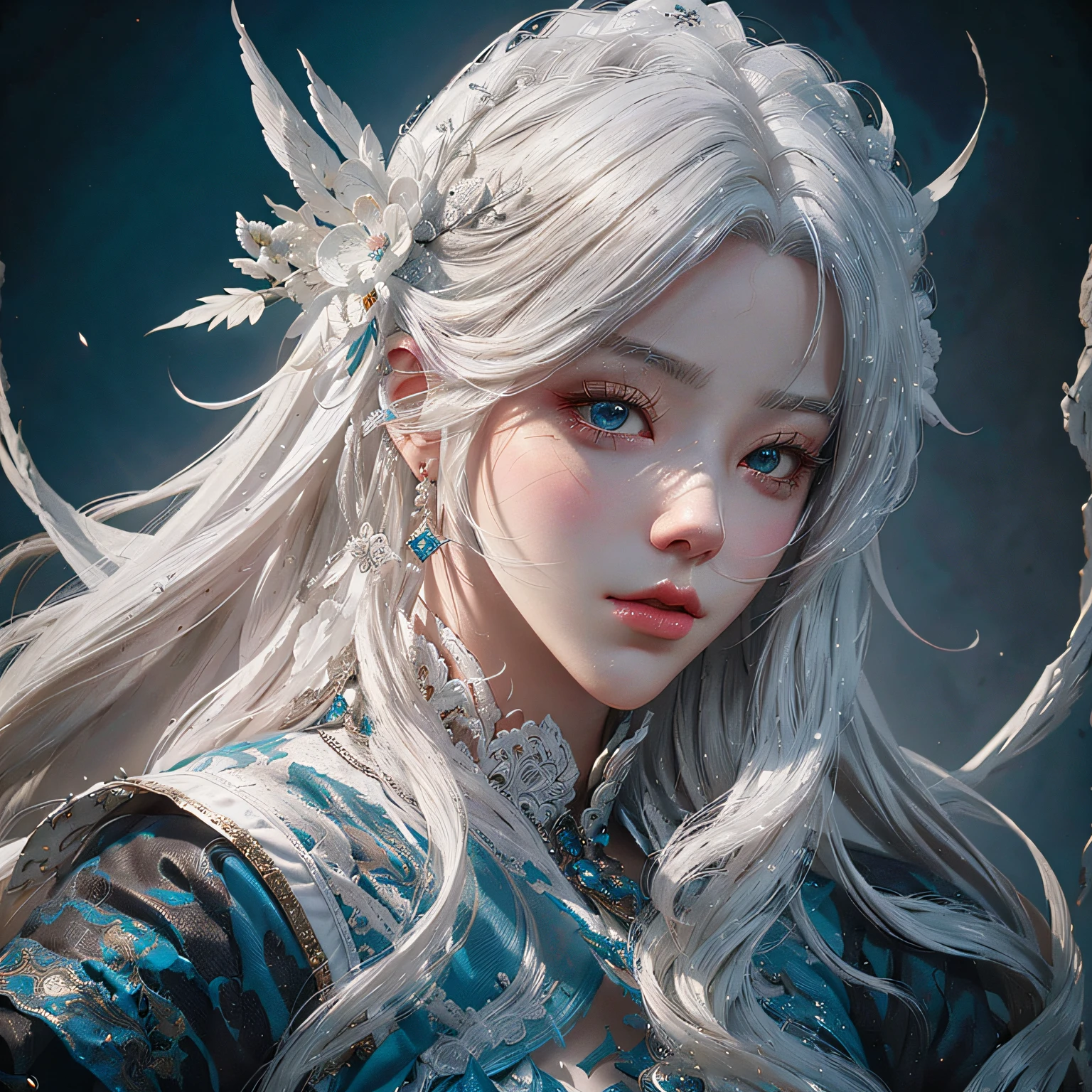 a close up of a woman with white hair and a white mask, beautiful character painting, guweiz, artwork in the style of guweiz, white haired deity, by Yang J, epic exquisite character art, stunning character art, by Fan Qi, by Wuzhun Shifan, guweiz on pixiv artstation --auto