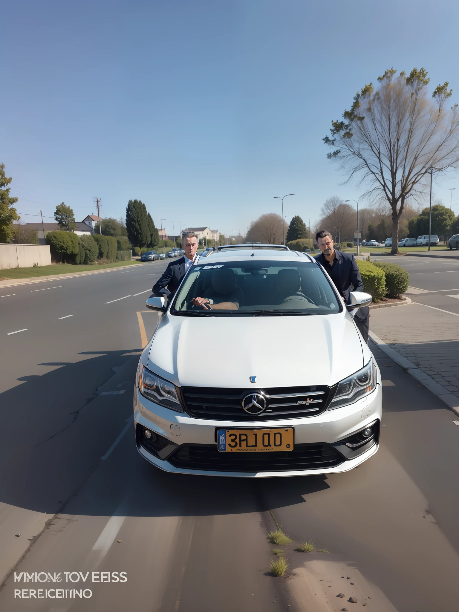 Handsome coach standing next to the car