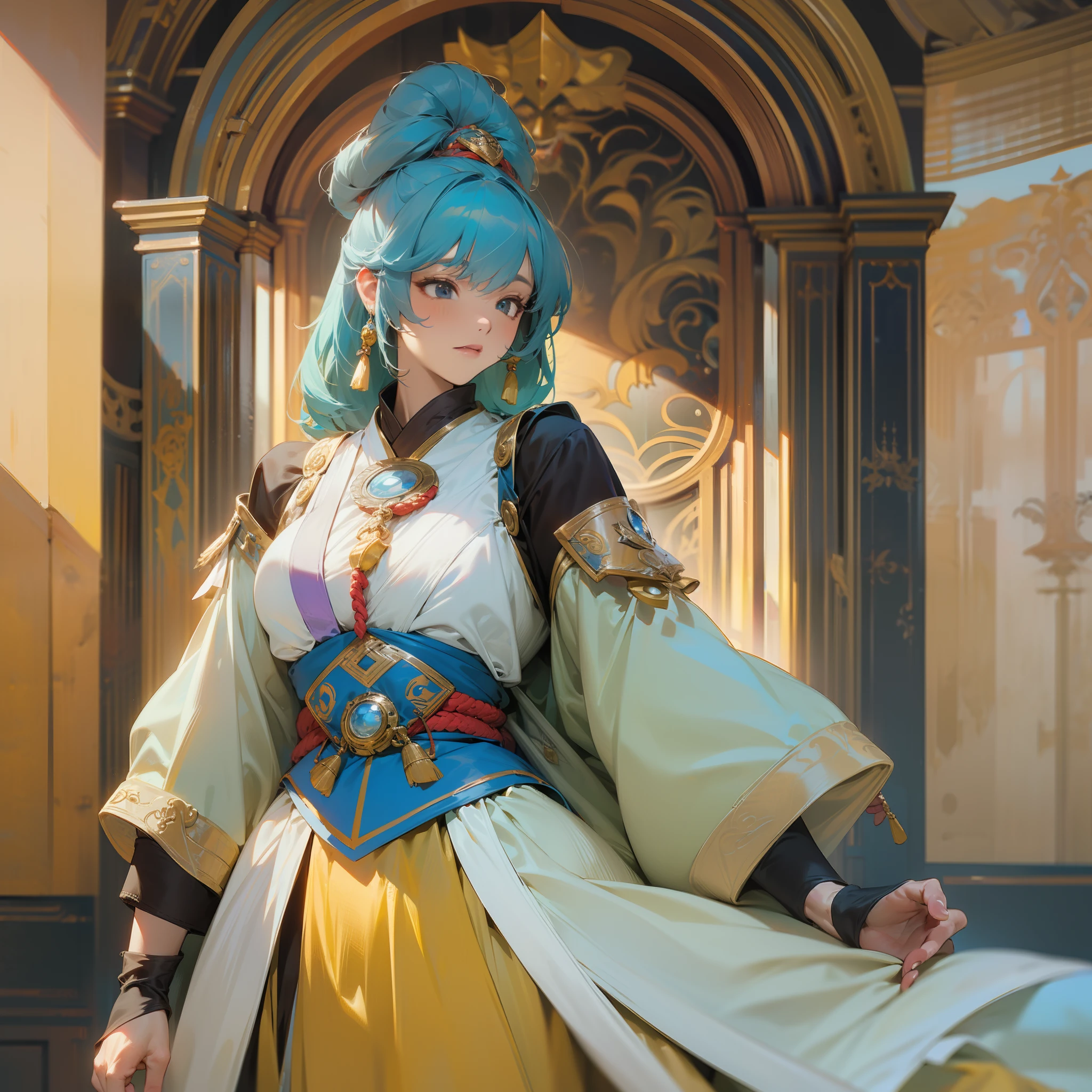 ((Masterpiece)), Best quality, Ultra-detailed, Extremely delicate and beautiful (The best picture quality and light and shadow effects,Exquisite beauty),Concubine of a fifth-class nobleman,Tall posture,Like a warrior on a quack,Ill-fated (Depicts a delicate female member of the fifth rank nobility, stands tall,With the breath of a warrior who encounters adversity while wandering through the kingdom).