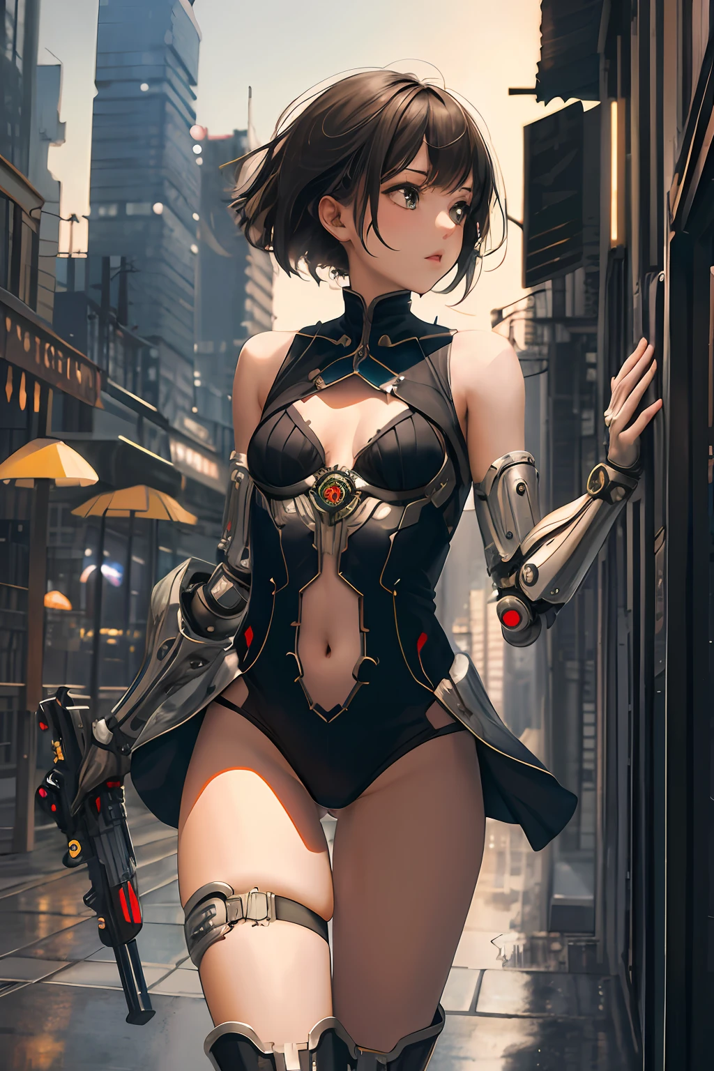 (tmasterpiece,top Quority,best qualtiy,offcial art,Beauty and aesthetics:1.2),(1girl),Extremely detailed,(s fractal art:1.3),extremely colorful,Most detailed,Cyberpunk apes
