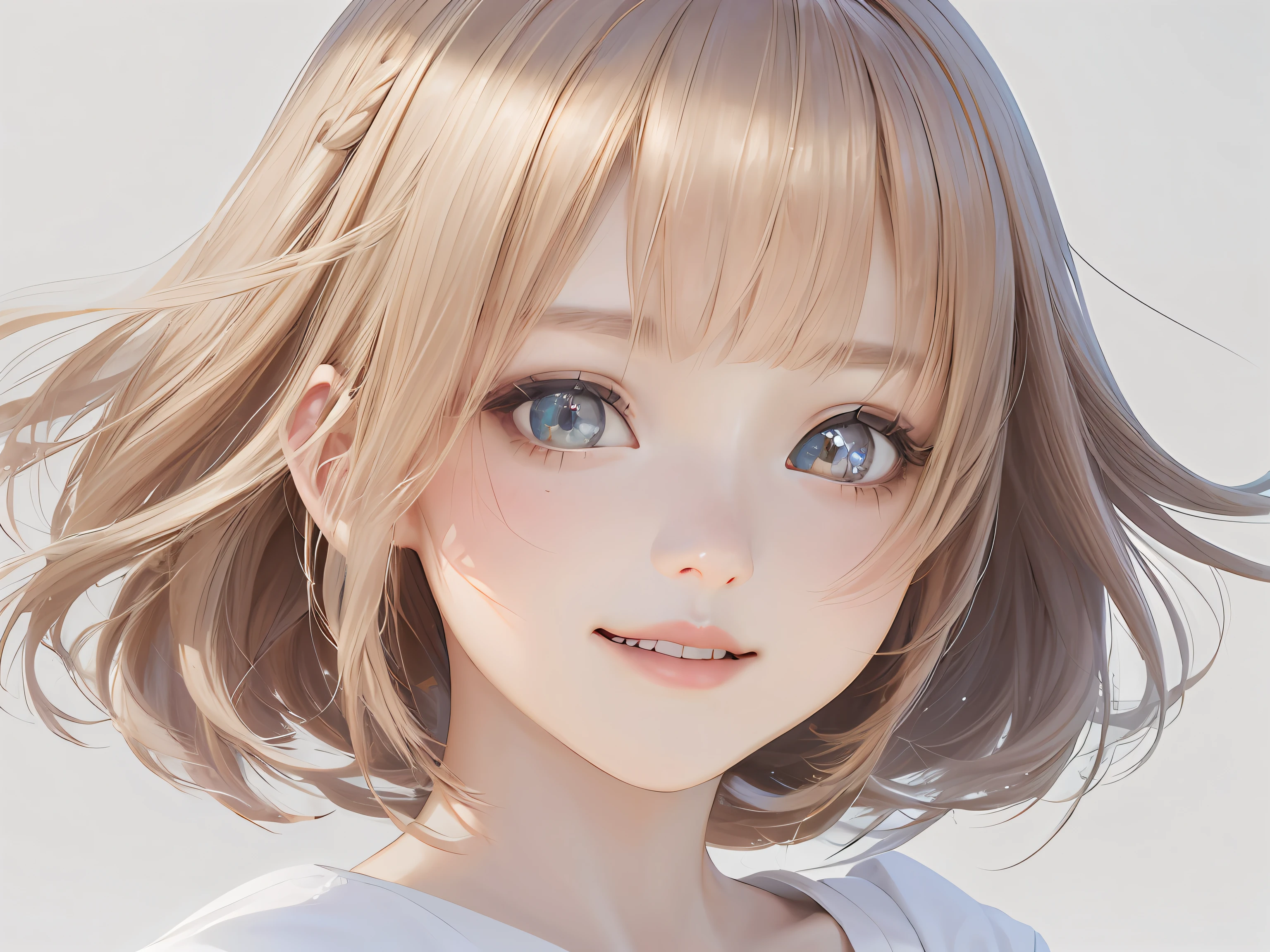 anime girl with long blonde hair and blue eyes posing for a picture, kawaii realistic portrait, Smooth Anime CG Art, photorealistic anime girl render, realistic anime 3 d style, render of a cute 3d anime girl, high detailed face anime, cute natural anime face, 3 d anime realistic, detailed anime soft face, detailed portrait of an anime girl, Detailed Digital Anime Art