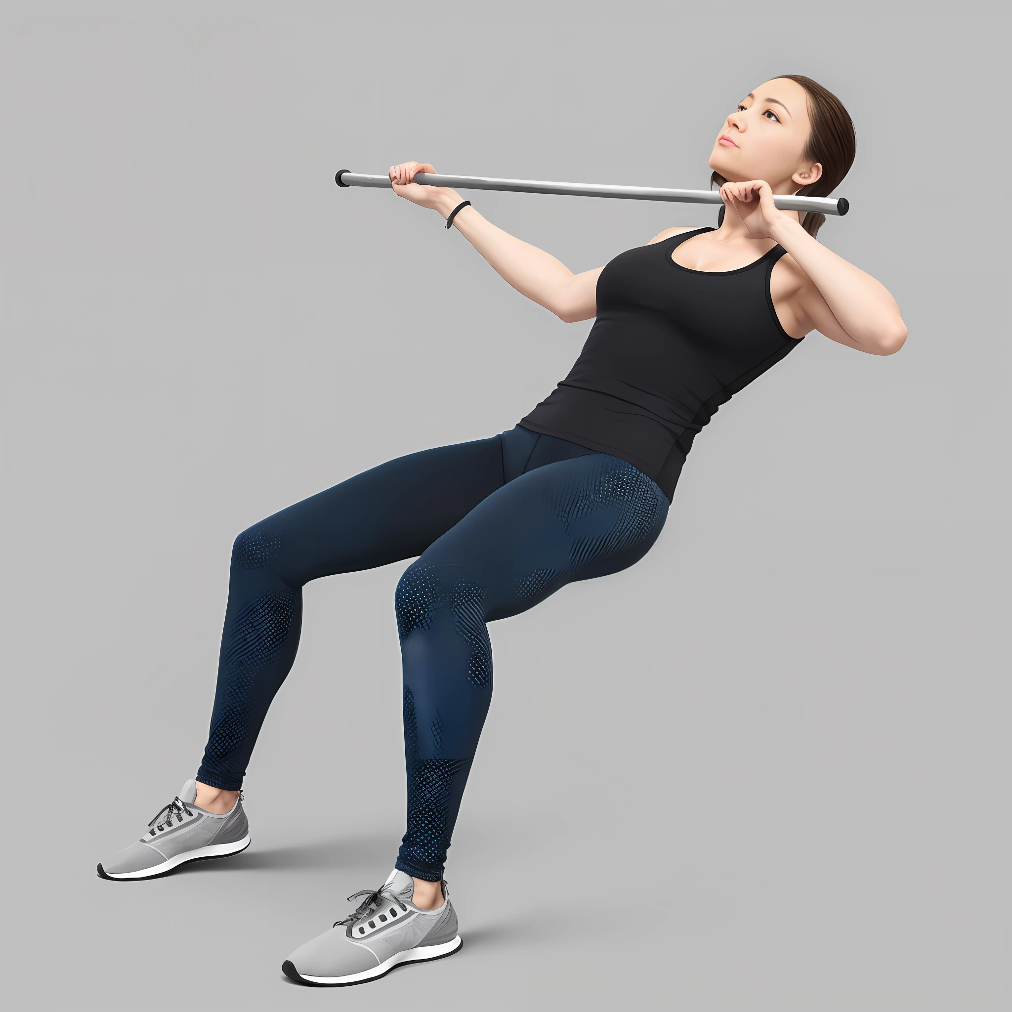 A woman who is working out,Bench press,Sport Tank Top,athletic sneakers,realisticlying,Ultra high quality,Photorealsitic,photore,extreme hight detail