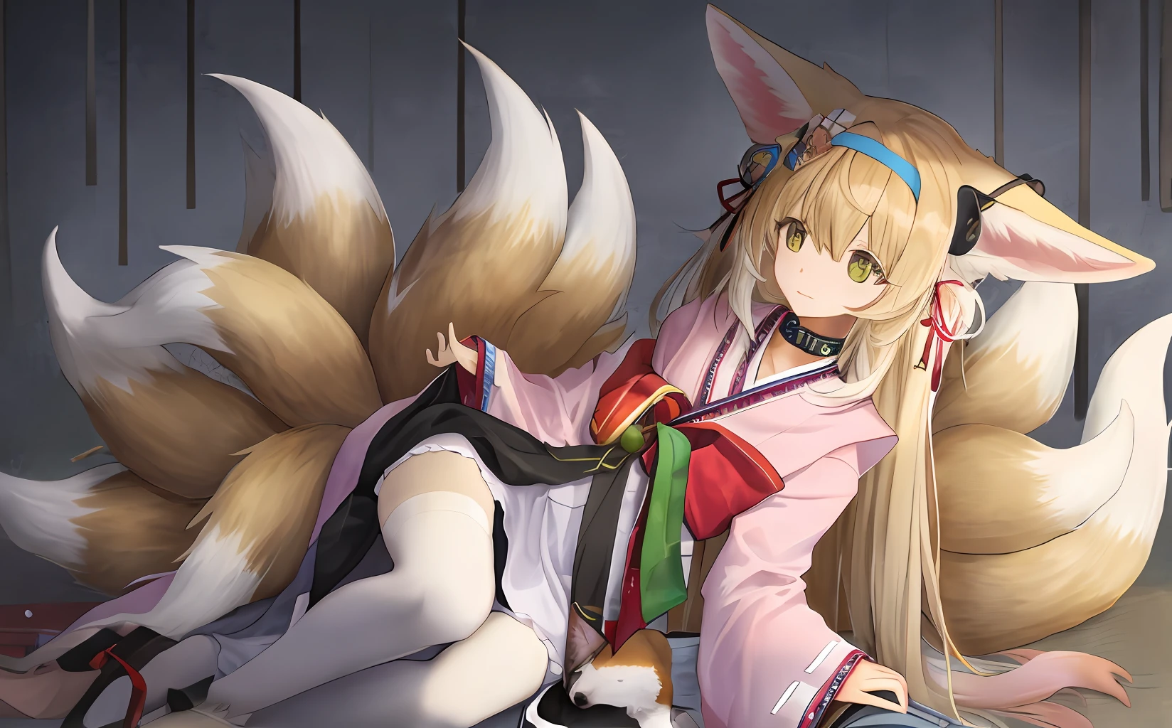 Kizi,white stockings,white skinned,is shy,Collar,fox ear