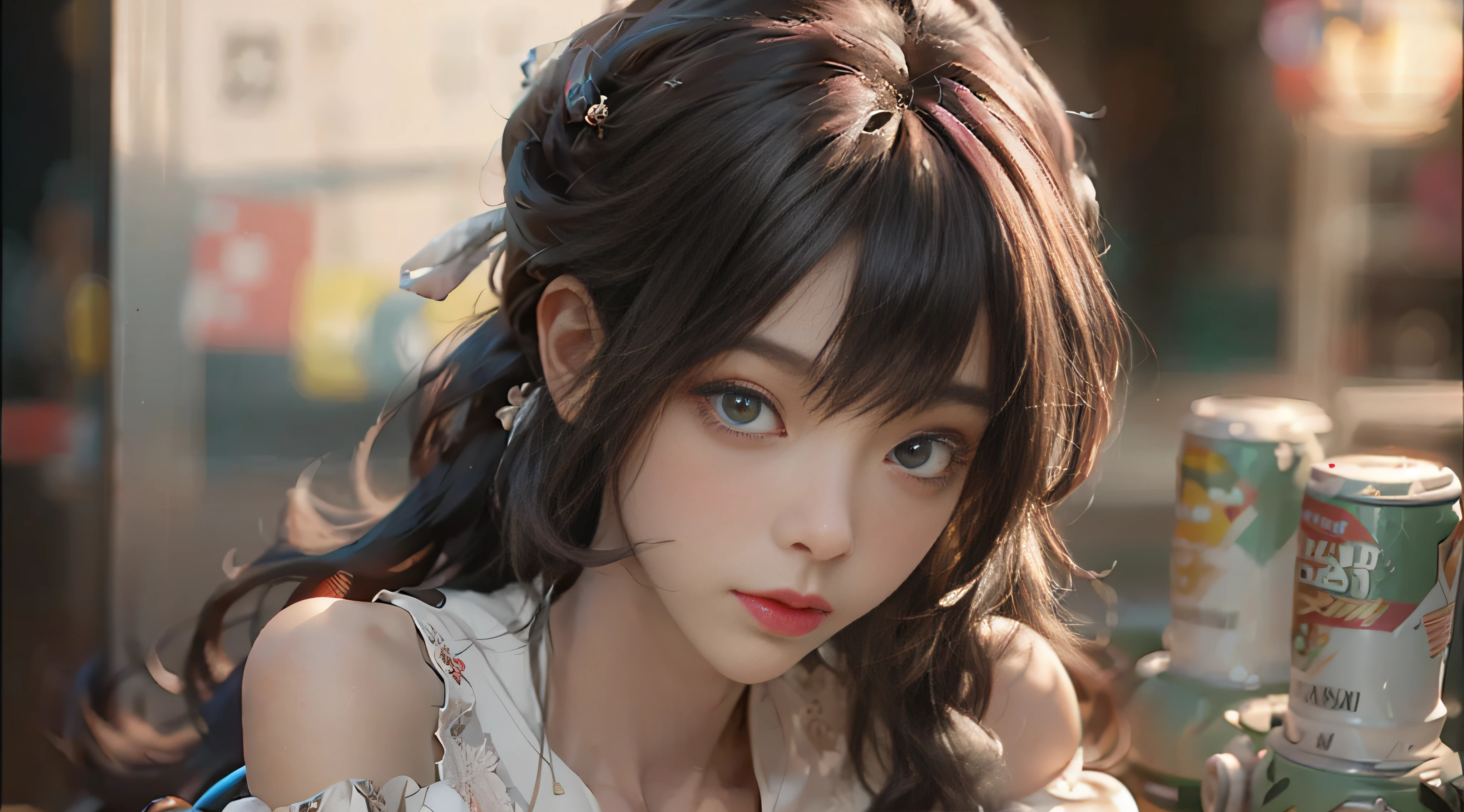 ((Best Quality)), ((Masterpiece)), (Detail: 1.4), 3D, Beautiful Cyberpunk Female Image, HDR (High Dynamic Range), Ray Tracing, NVIDIA RTX, Super Resolution, Unreal 5, Subsurface Scattering, PBR Texture, Post-Processing, Anisotropic Filtering, Depth of Field, Maximum Sharpness and Sharpness, Multi-layer Texture, Albedo and Highlight Mapping, Surface Coloring, Mitsu-Accurate Simulation of Material Interactions, Perfect Proportions, Octane Rendering, Two-color Light, Large Aperture, Low ISO, white balance, regular three-point, 8K RAW, beautiful bright pupils, off-the-shoulder clothes, fine pupils, delicate face and eyes, long eyelashes, blush, delicate and fluffy hair, pink lips, pure, cute, sweet girl, artistic sense, casual wear, high-end sense