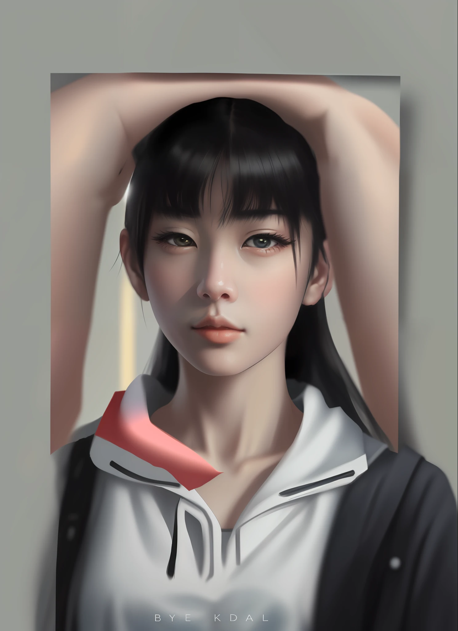 Black hair, surrealism, 8K, Super detail,full bodyesbian,Good body,Crop topping,Beautiful girl,School background,二重まぶた