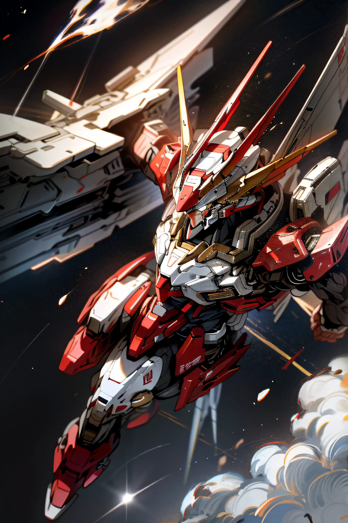 sh4g0d,octans,mecha musume,mechanical parts,robot joints,headgear,masterpiece,best quality,high detail,epic detail,hyper quality,8K,Unreal Engine,sophisticated,hyperdetailed,Best Quority,hyper-detailing,clear facial features,science faction,Full Length Shot(FLS),sky,star,scenery,starry sky,night,1girl,night sky,solo,mecha-girl,Extremely beautiful maiden,A beautiful girl,A mech with red and silver intersecting。